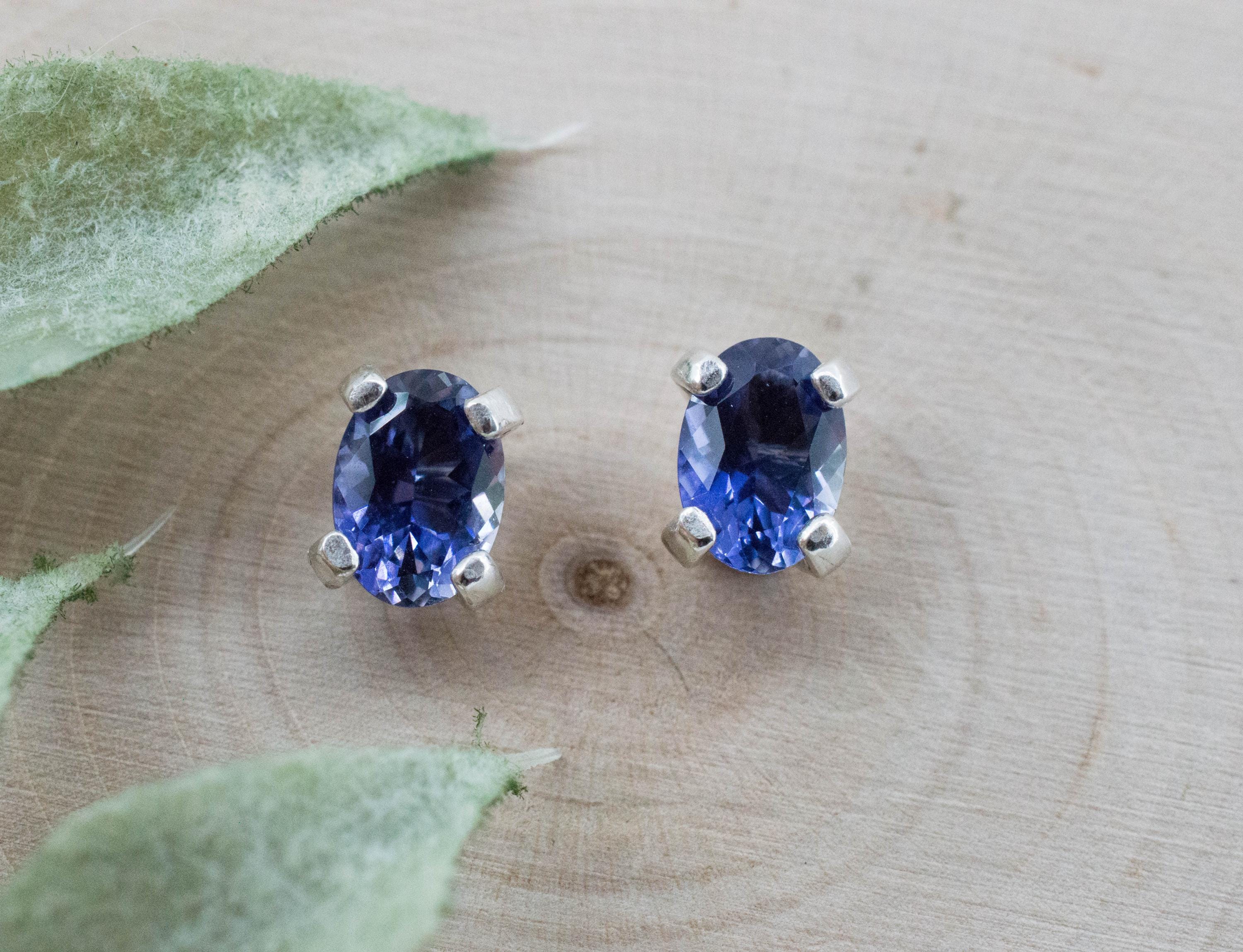 Iolite Earrings; Natural Untreated Tanzania Iolite; 1.235cts - Mark Oliver Gems