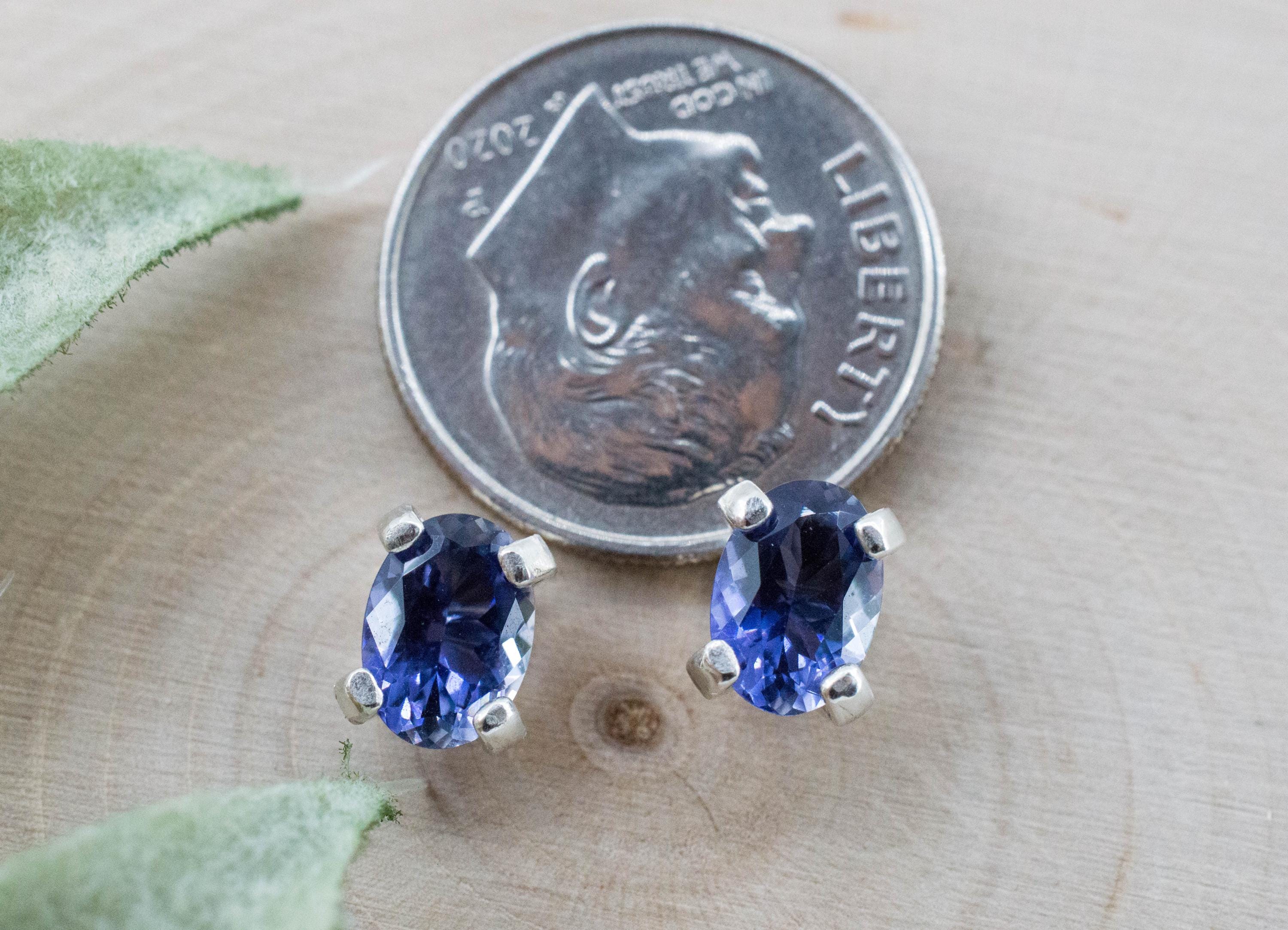 Iolite Earrings; Natural Untreated Tanzania Iolite; 1.235cts - Mark Oliver Gems