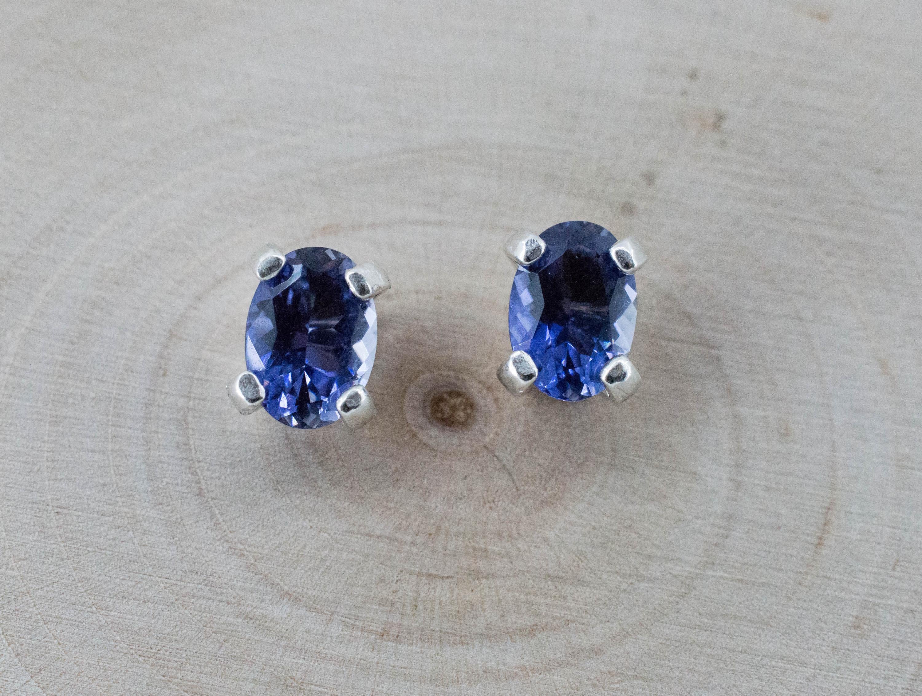 Iolite Earrings; Natural Untreated Tanzania Iolite; 1.235cts - Mark Oliver Gems