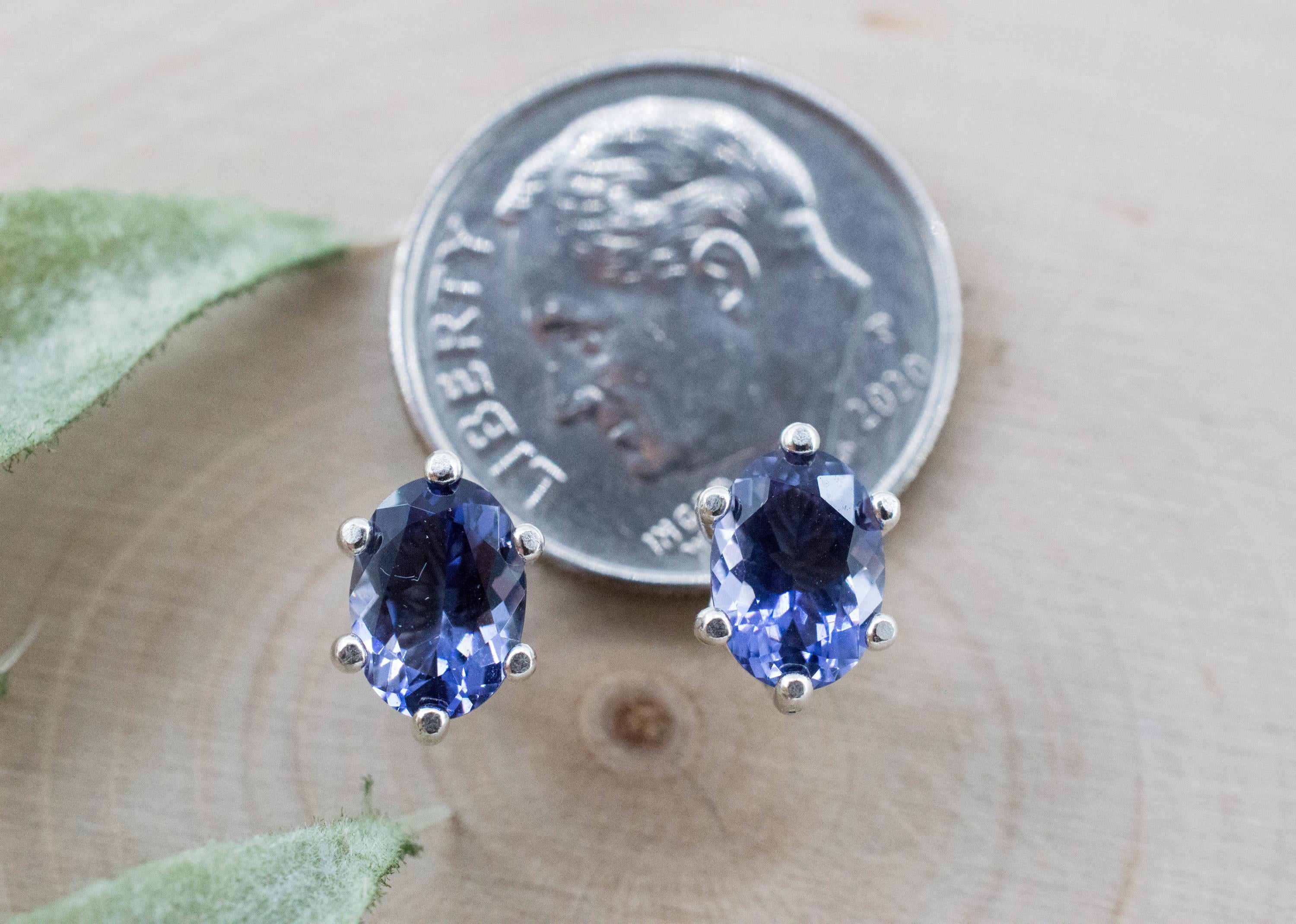 Iolite Earrings; Natural Untreated Tanzania Iolite; 1.300cts - Mark Oliver Gems