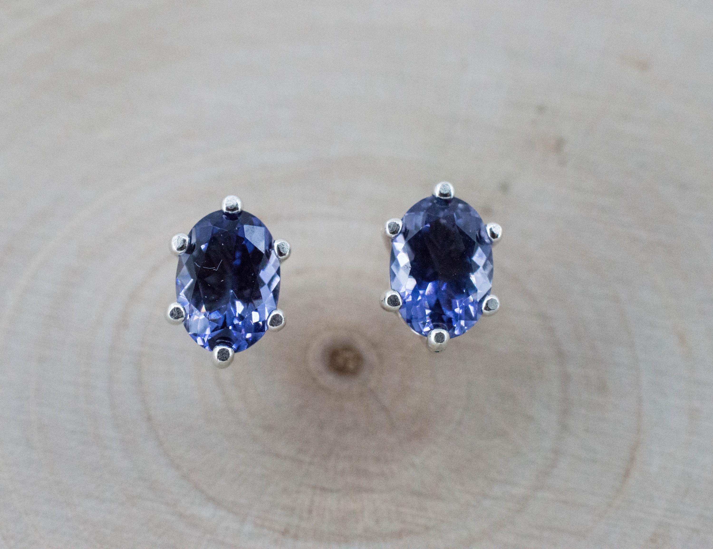 Iolite Earrings; Natural Untreated Tanzania Iolite; 1.300cts - Mark Oliver Gems