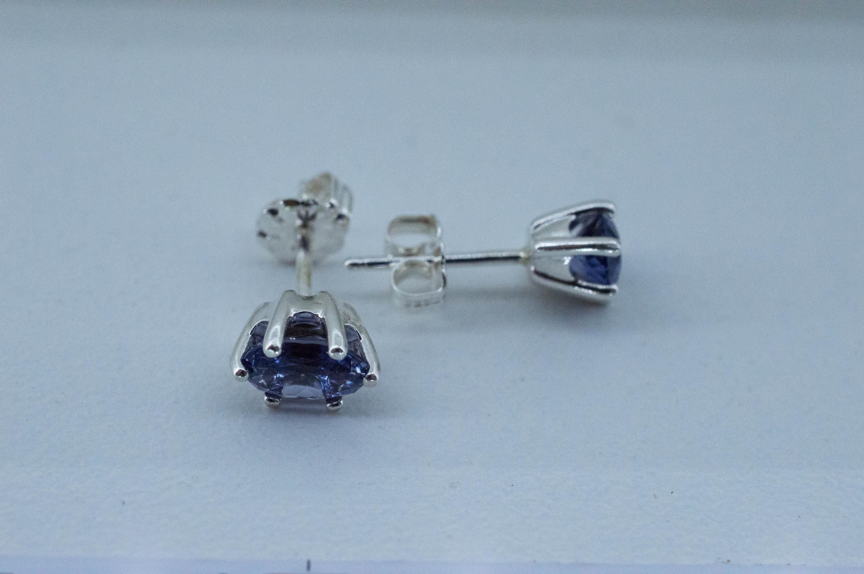 Iolite Earrings; Natural Untreated Tanzania Iolite; 1.300cts - Mark Oliver Gems