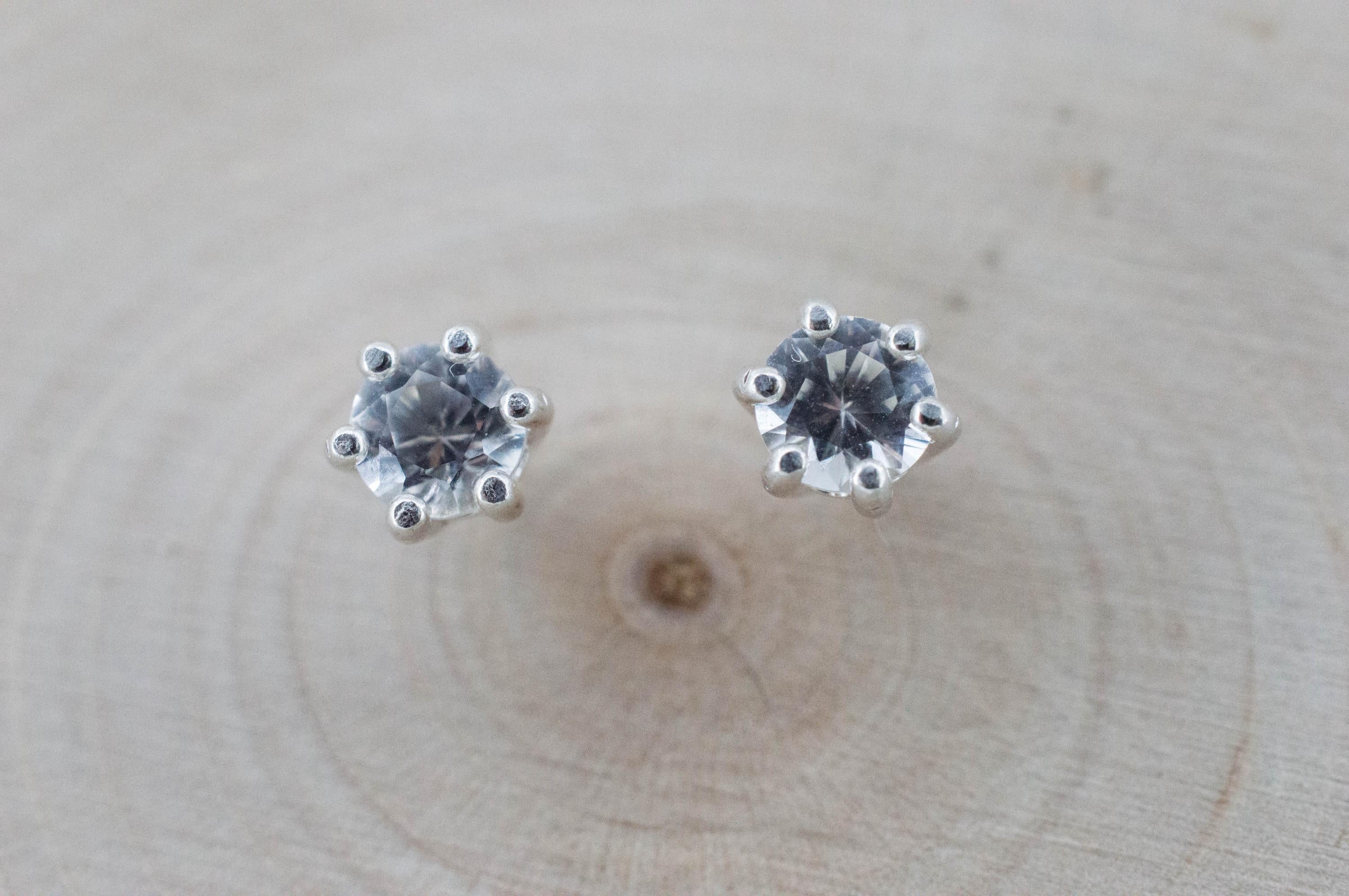 White Sapphire Earrings, Natural Sri Lanka Sapphire; 0.910cts - Mark Oliver Gems