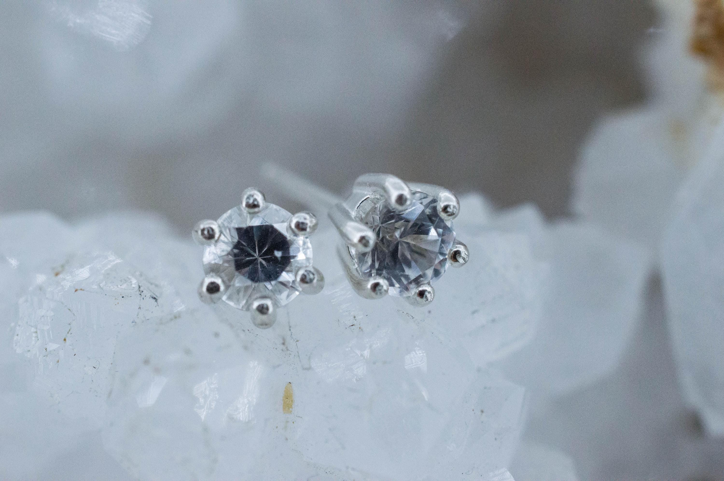 White Sapphire Earrings, Natural Sri Lanka Sapphire; 1.000cts - Mark Oliver Gems