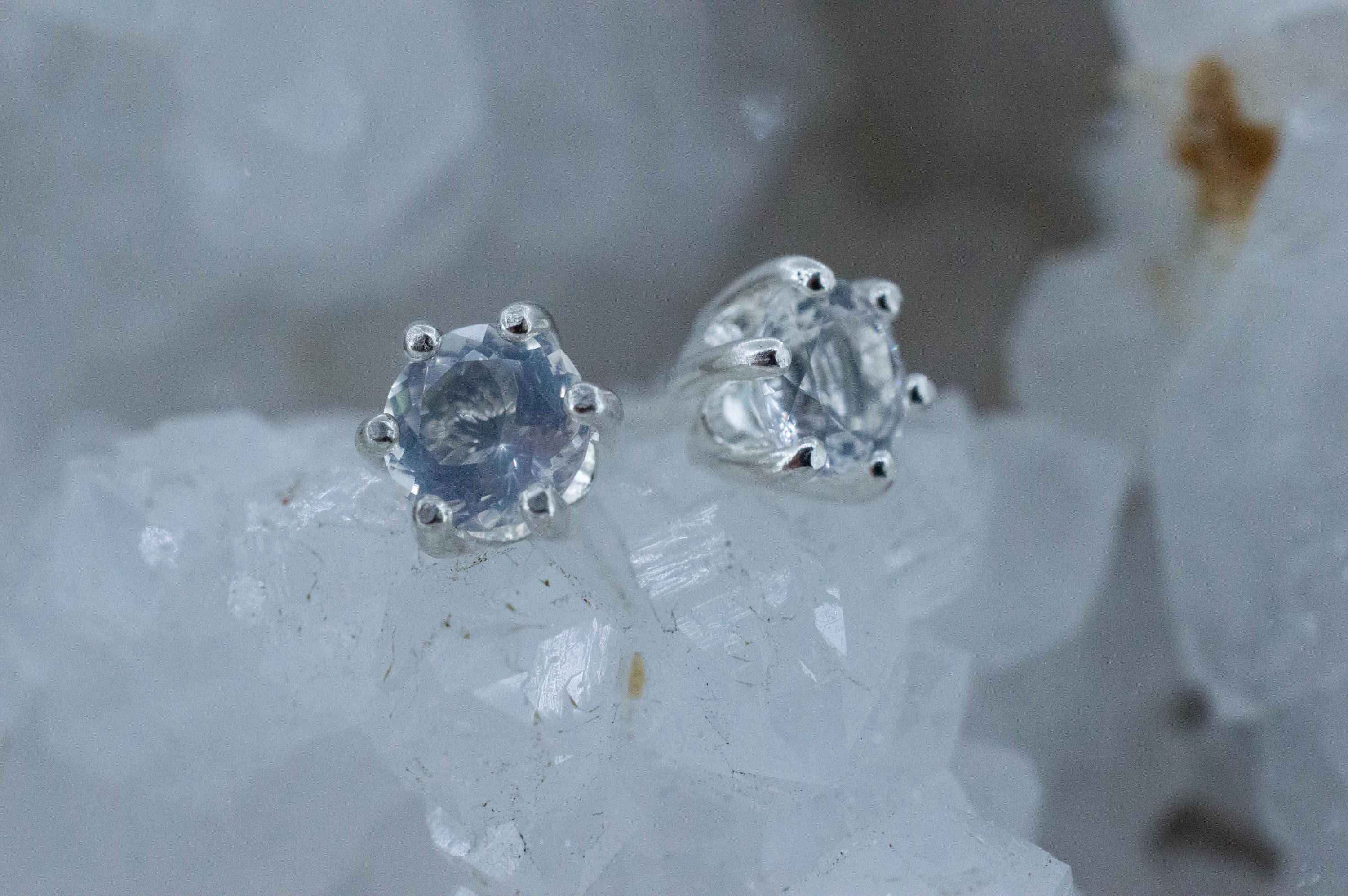 Moon Quartz Earrings, Natural Untreated Brazilian Quartz; 1.515cts - Mark Oliver Gems