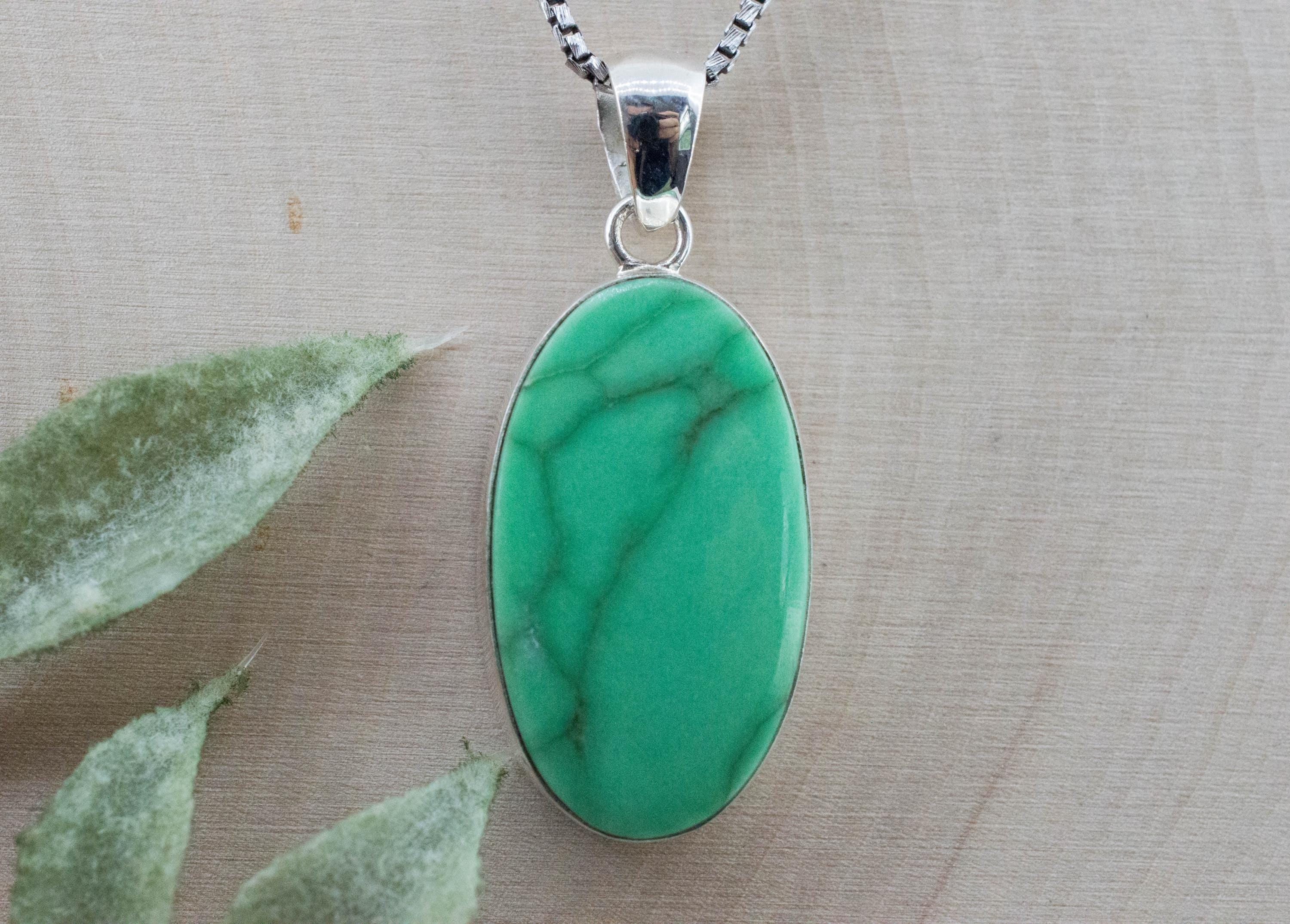 Variscite Pendant, Natural Untreated Australia Variscite; 26x14mm - Mark Oliver Gems