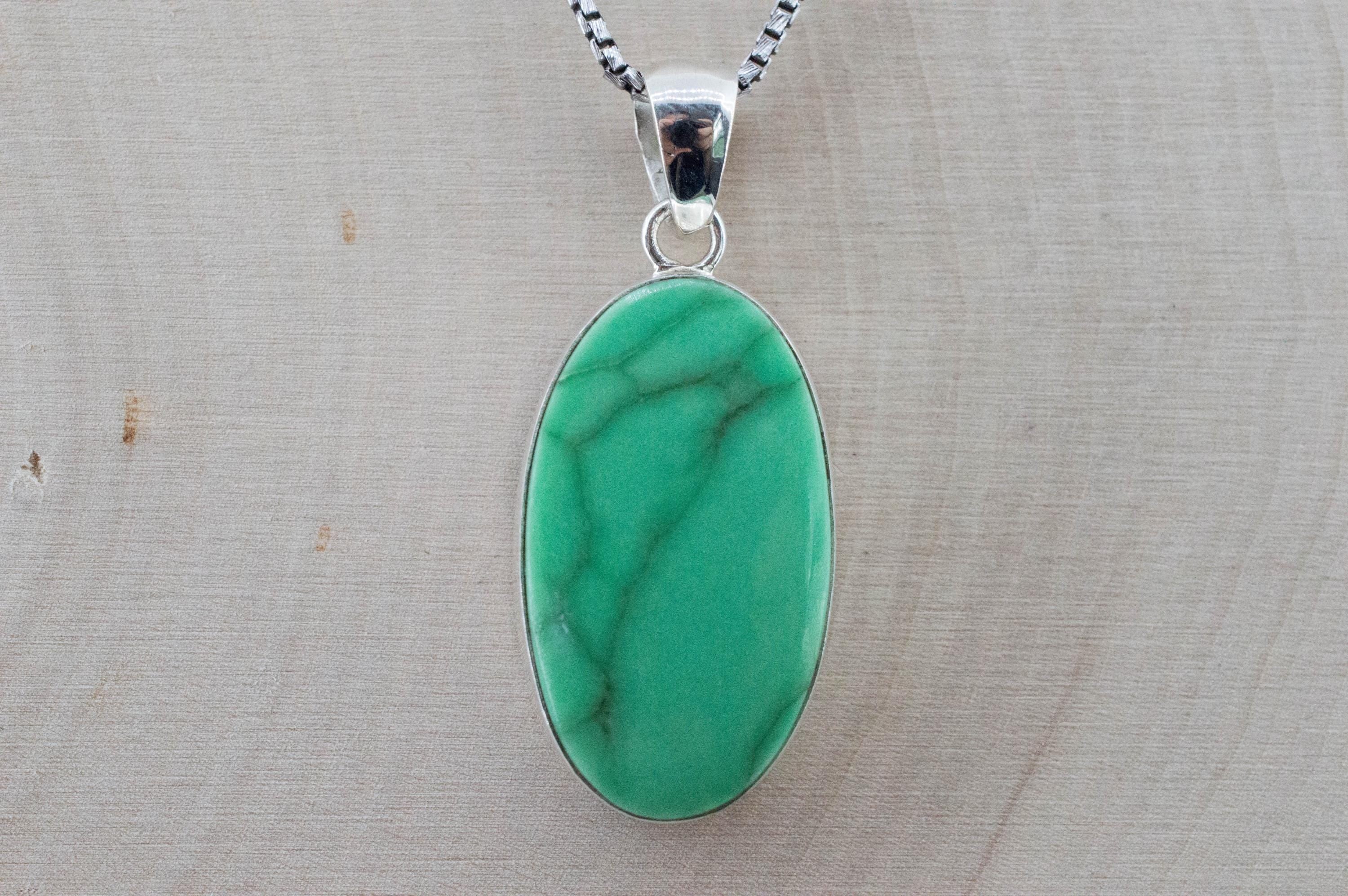 Variscite Pendant, Natural Untreated Australia Variscite; 26x14mm - Mark Oliver Gems