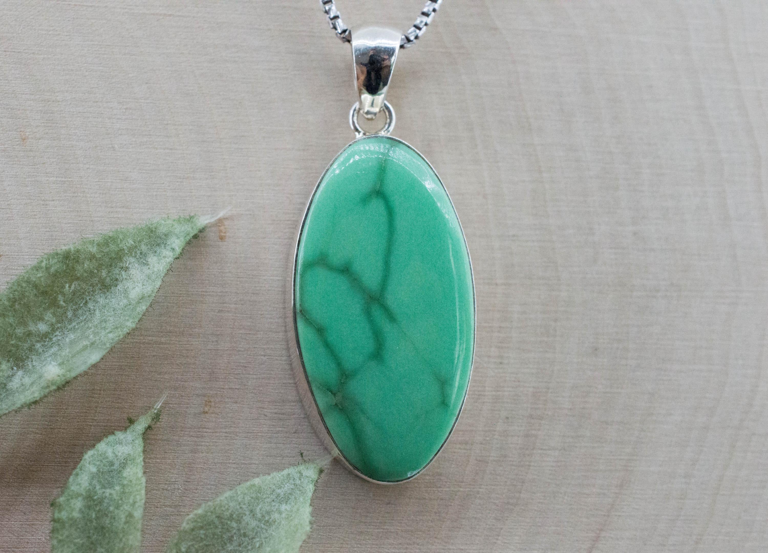 Variscite Pendant, Natural Untreated Australia Variscite; 28x13mm - Mark Oliver Gems
