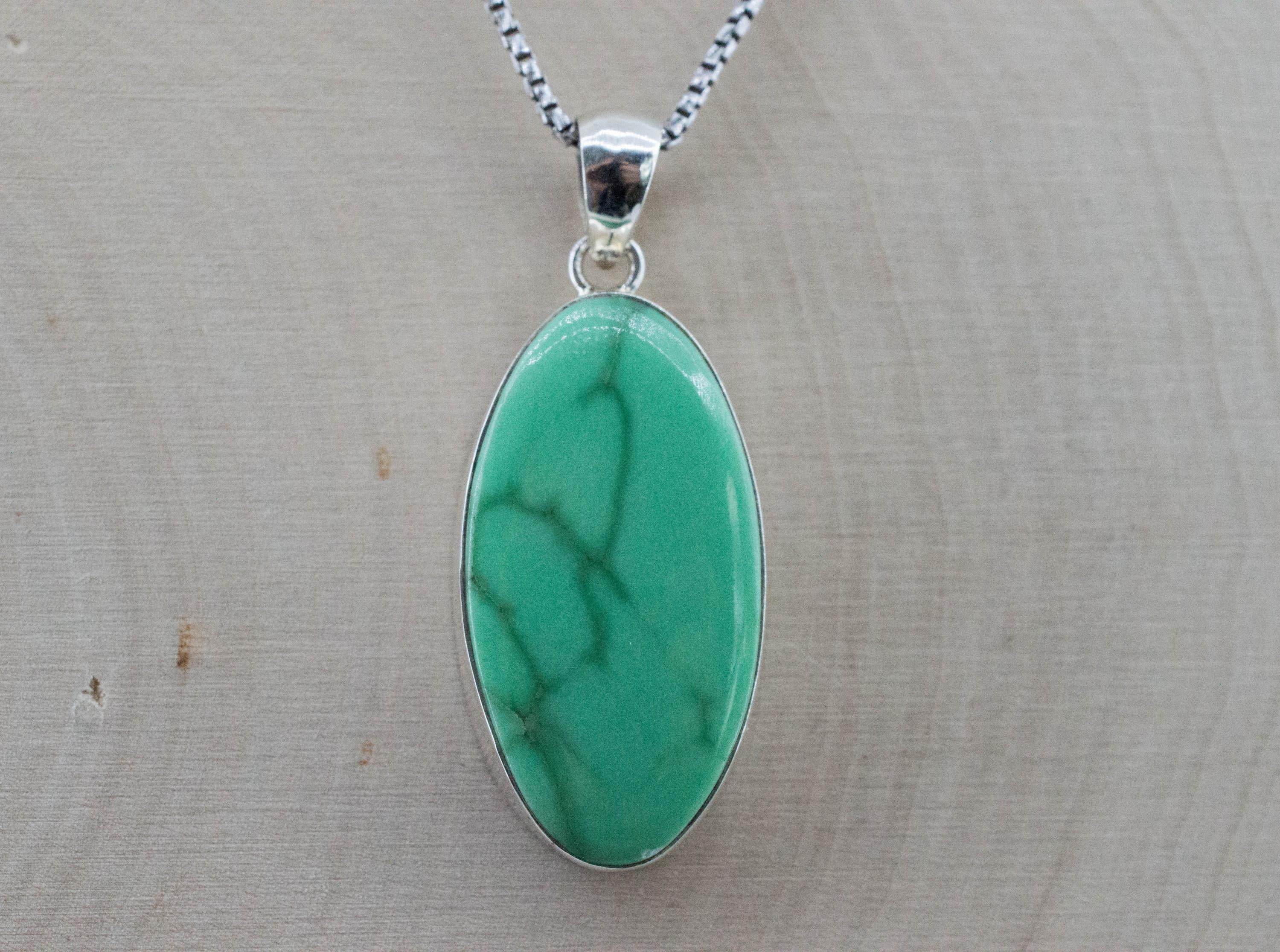 Variscite Pendant, Natural Untreated Australia Variscite; 28x13mm - Mark Oliver Gems