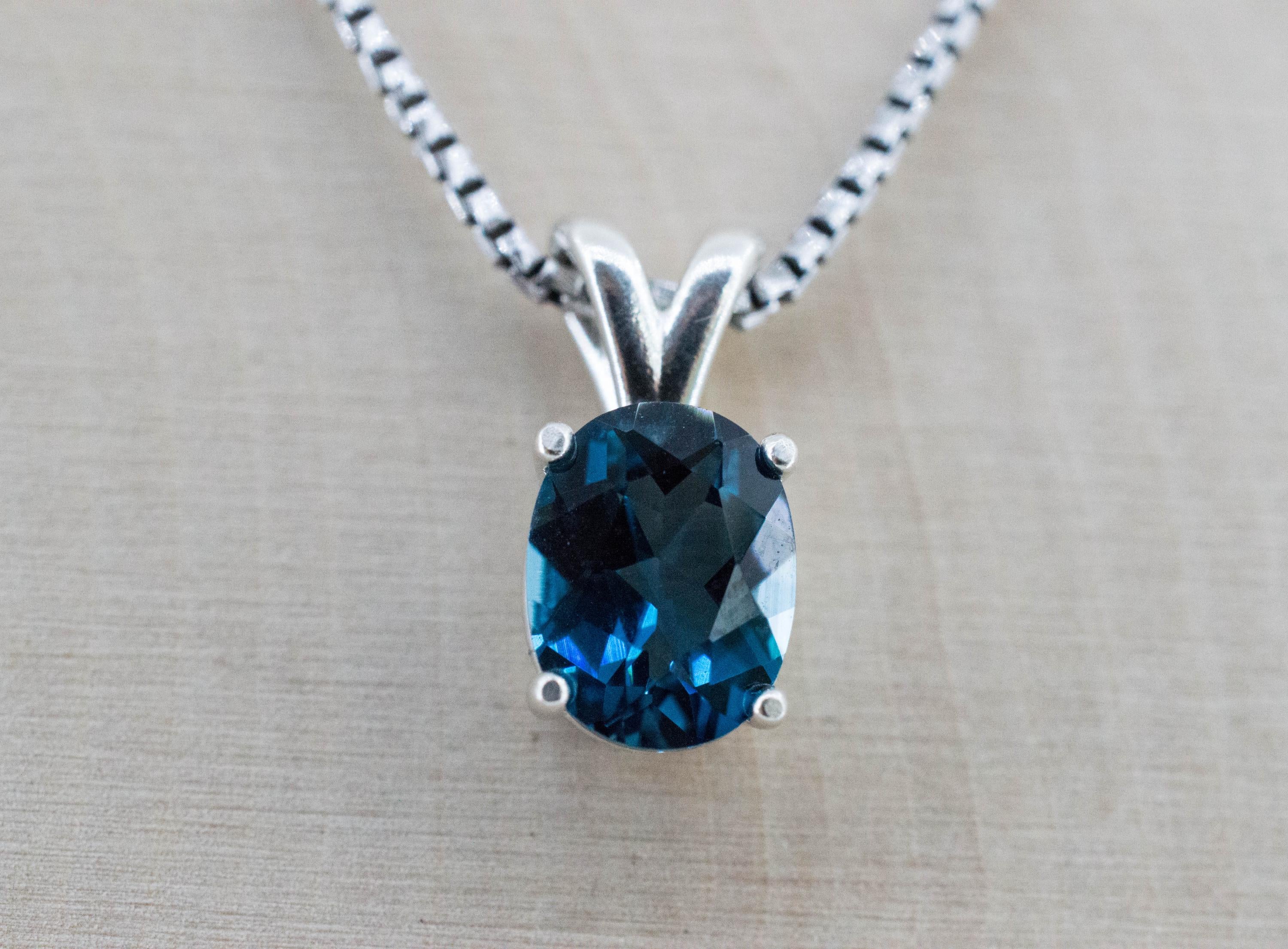 London Blue Topaz Pendant; Natural Brazil Topaz; 2.195cts - Mark Oliver Gems