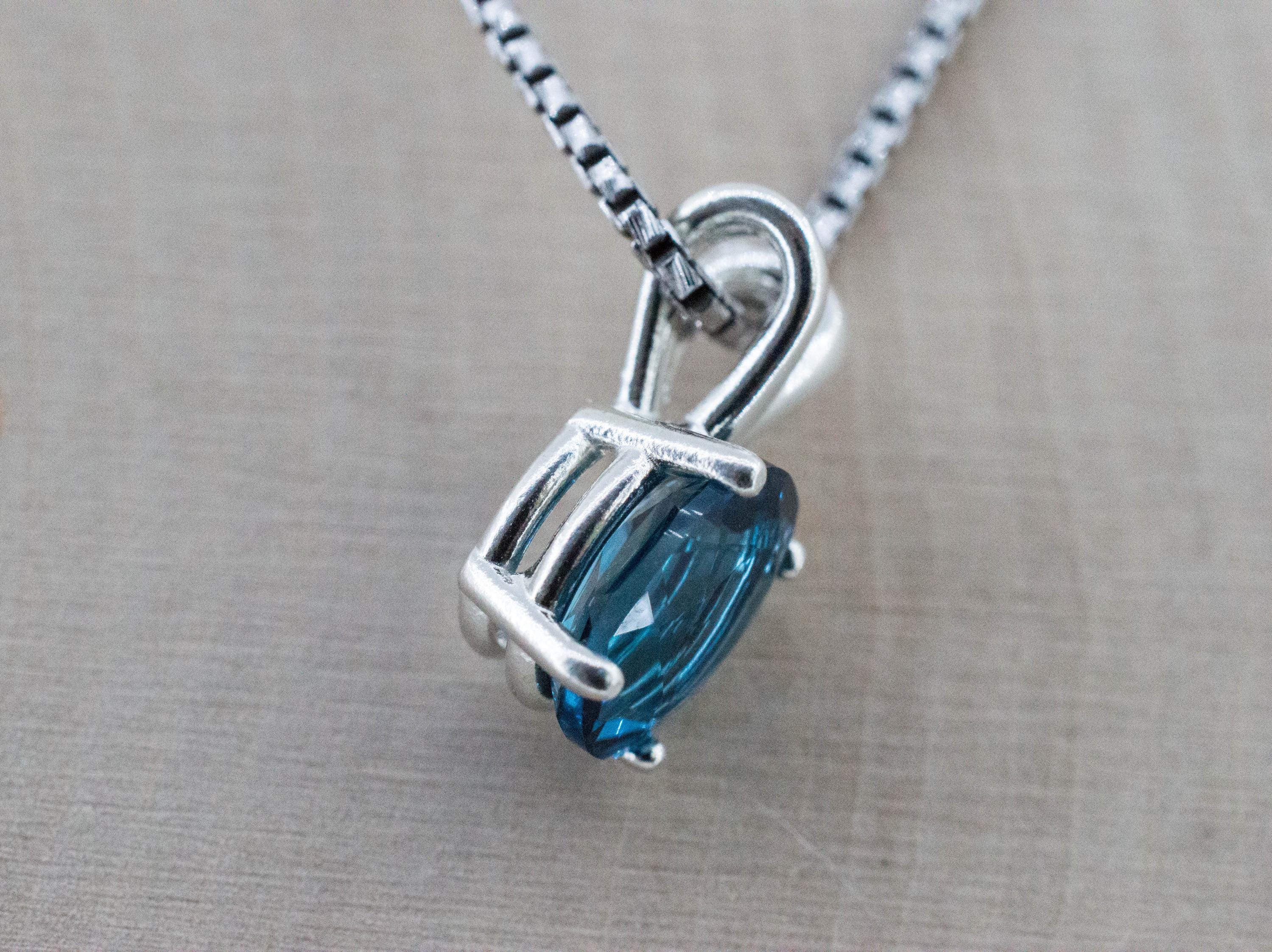 London Blue Topaz Pendant; Natural Brazil Topaz; 2.195cts - Mark Oliver Gems