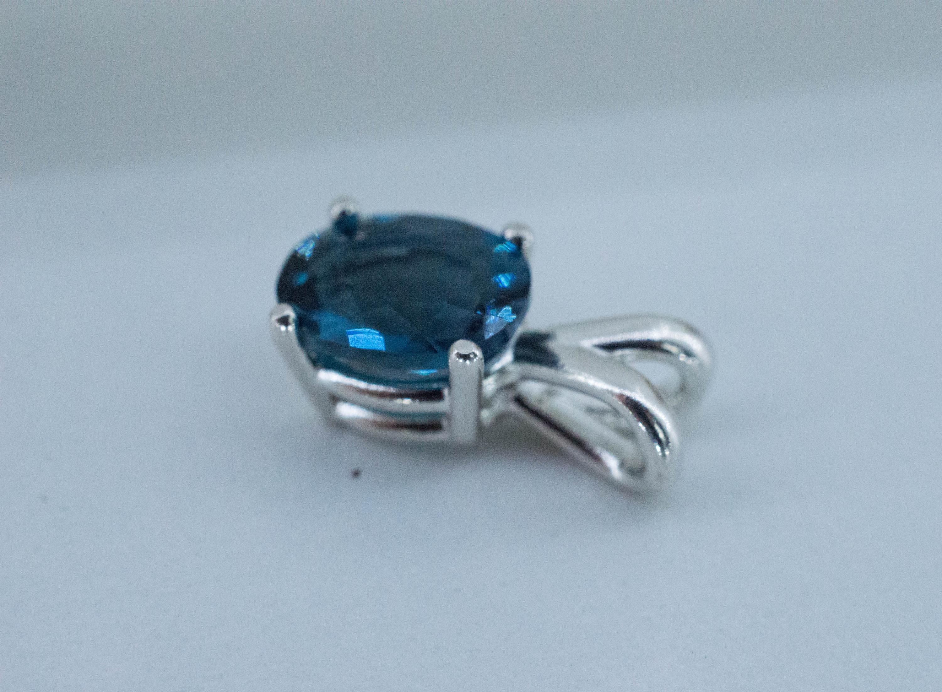 London Blue Topaz Pendant; Natural Brazil Topaz; 2.195cts - Mark Oliver Gems