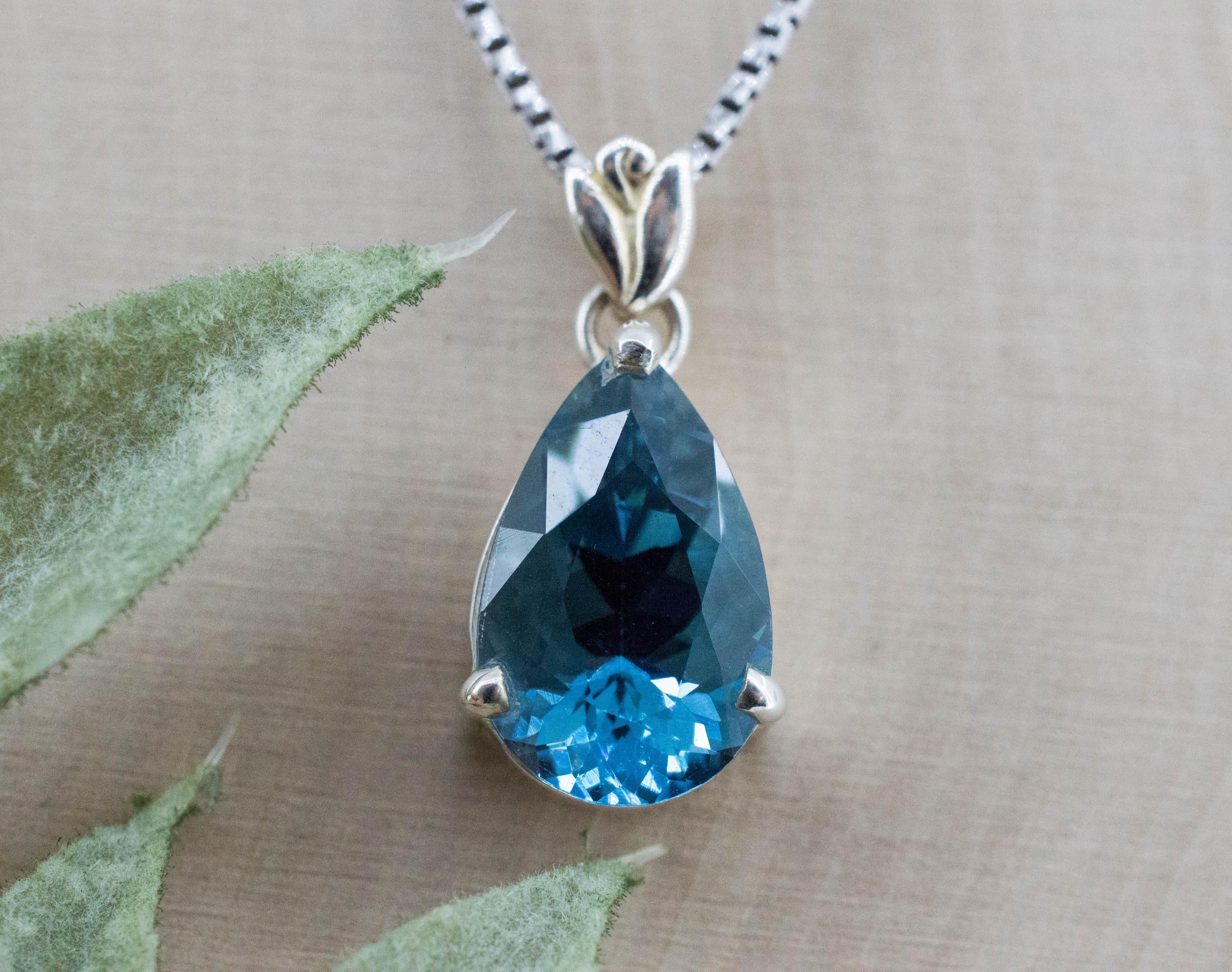 London Blue Topaz Pendant; Natural Brazil Topaz; 5.980cts - Mark Oliver Gems