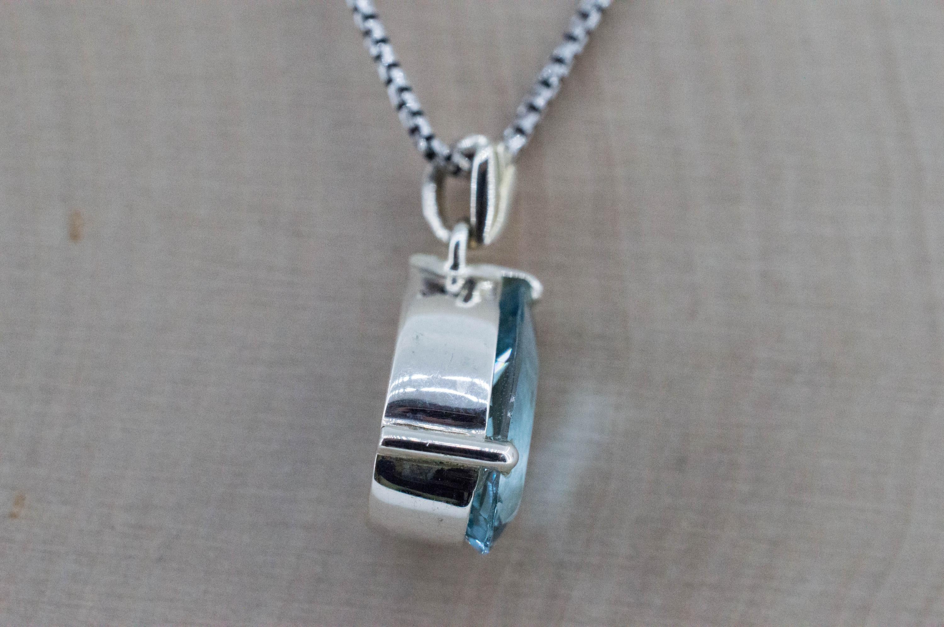 London Blue Topaz Pendant; Natural Brazil Topaz; 5.980cts - Mark Oliver Gems