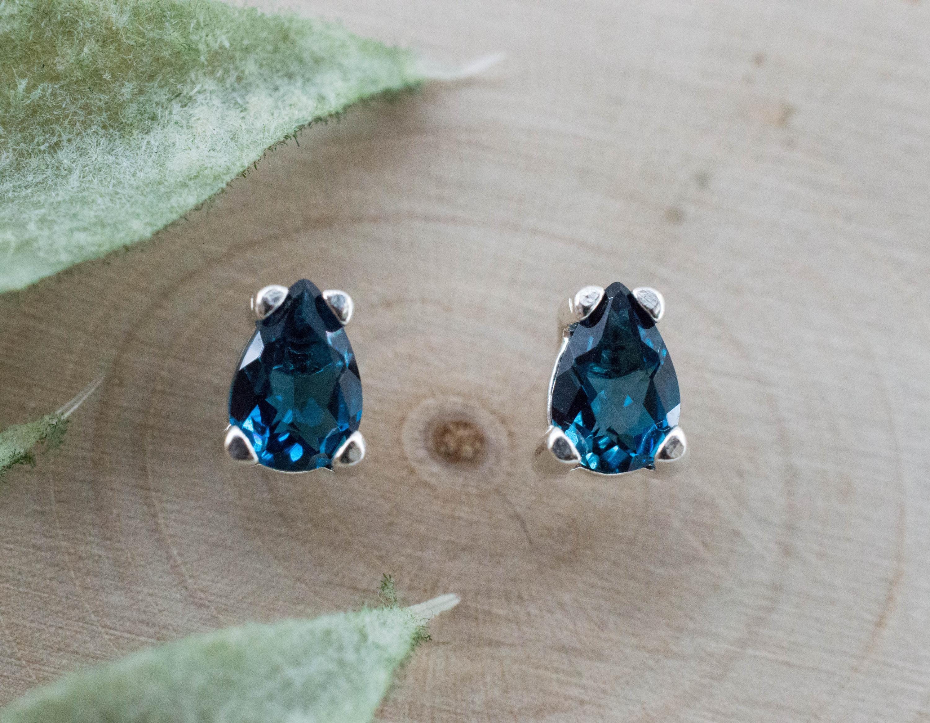 London Blue Topaz Earrings; Genuine Brazilian Topaz; 0.925cts - Mark Oliver Gems