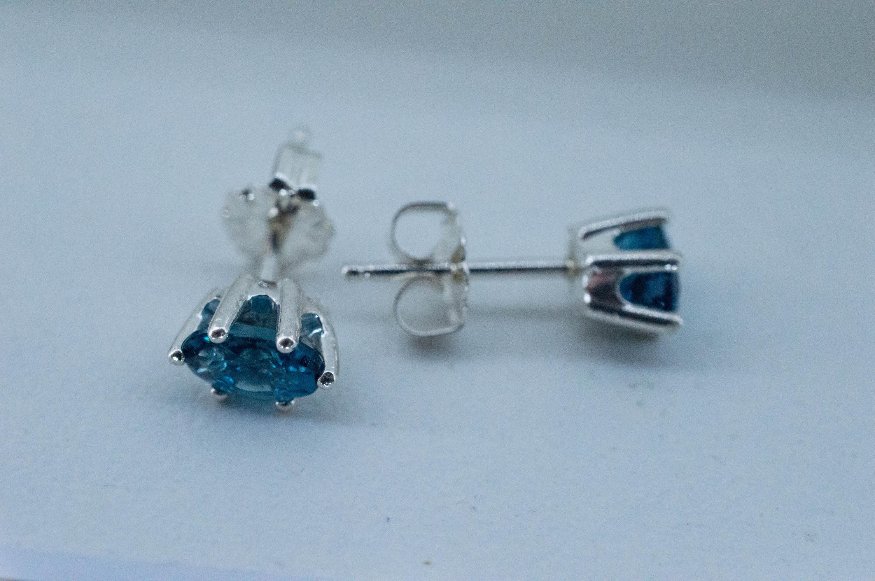 London Blue Topaz Earrings; Genuine Brazilian Topaz; 1.150cts - Mark Oliver Gems