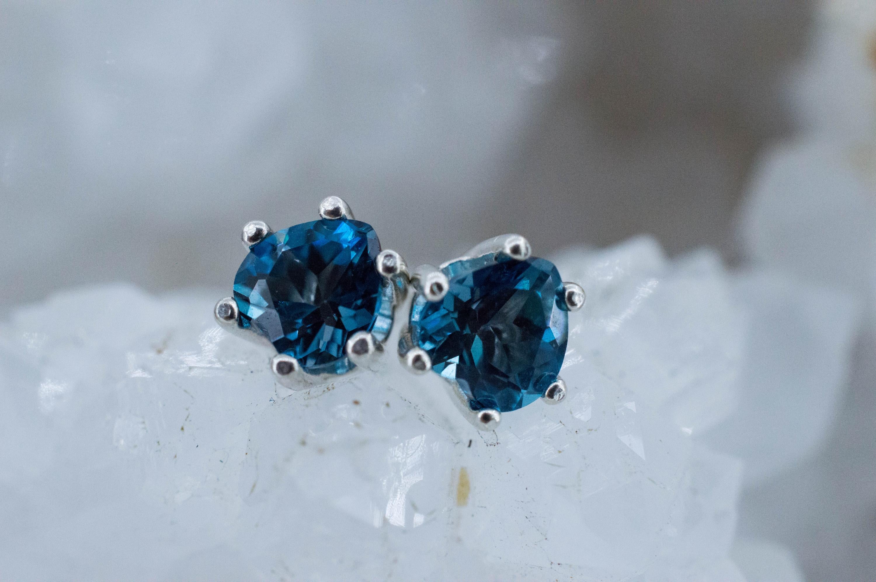London Blue Topaz Earrings; Genuine Brazilian Topaz; 1.270cts - Mark Oliver Gems