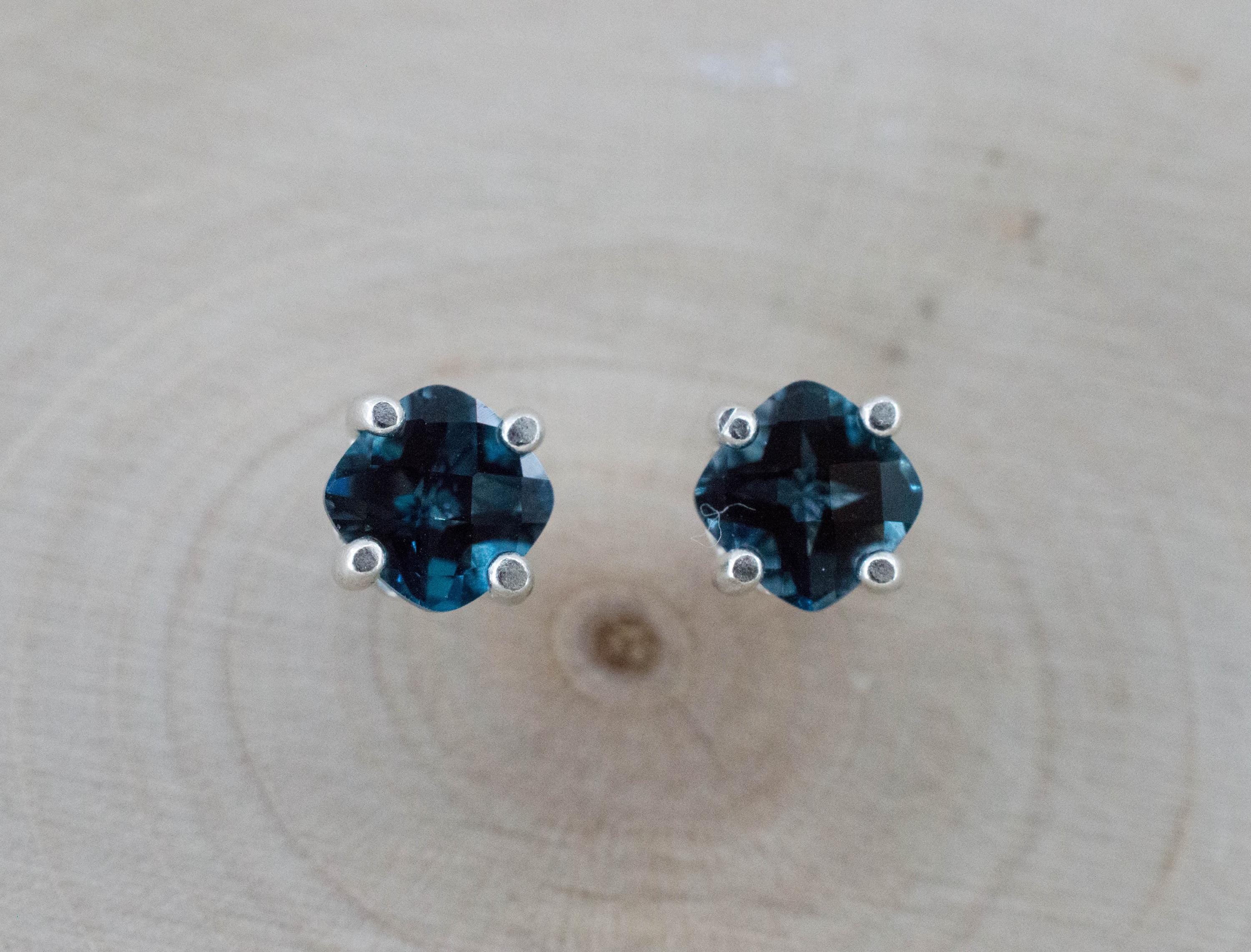 London Blue Topaz Earrings; Genuine Brazilian Topaz; 1.290cts - Mark Oliver Gems
