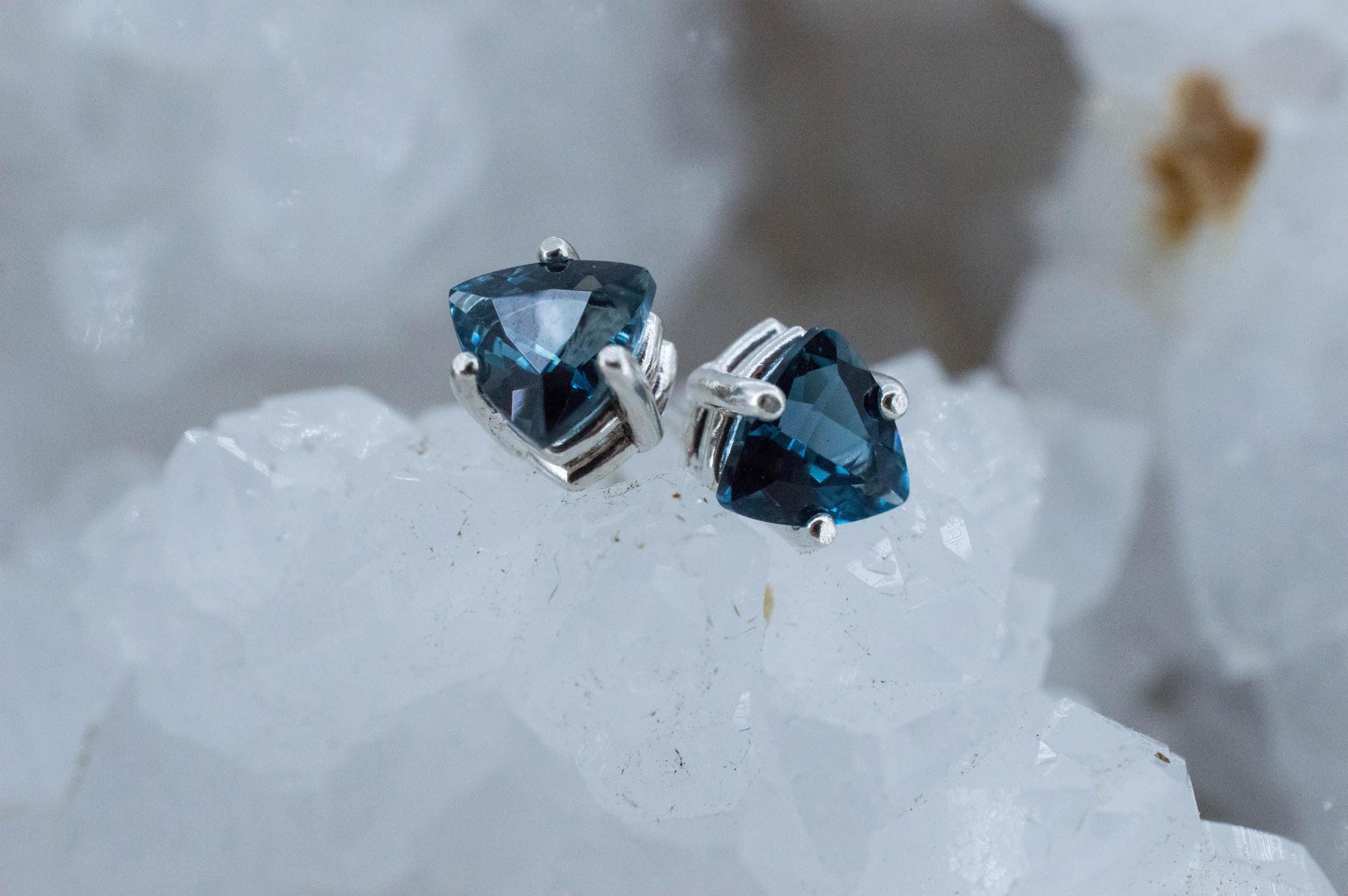 London Blue Topaz Earrings; Genuine Brazilian Topaz; 1.630cts - Mark Oliver Gems