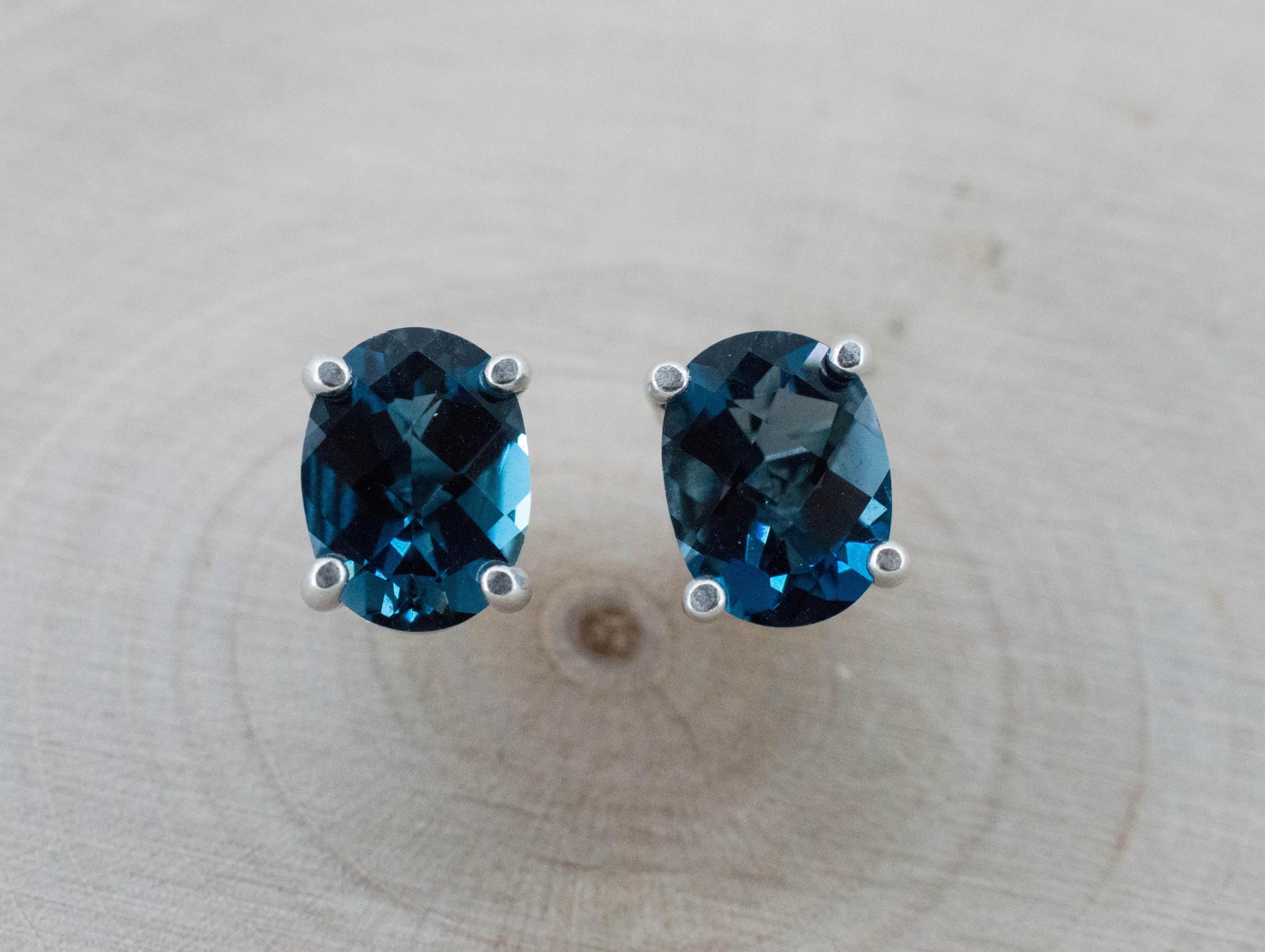 London Blue Topaz Earrings; Genuine Brazilian Topaz; 2.945cts - Mark Oliver Gems
