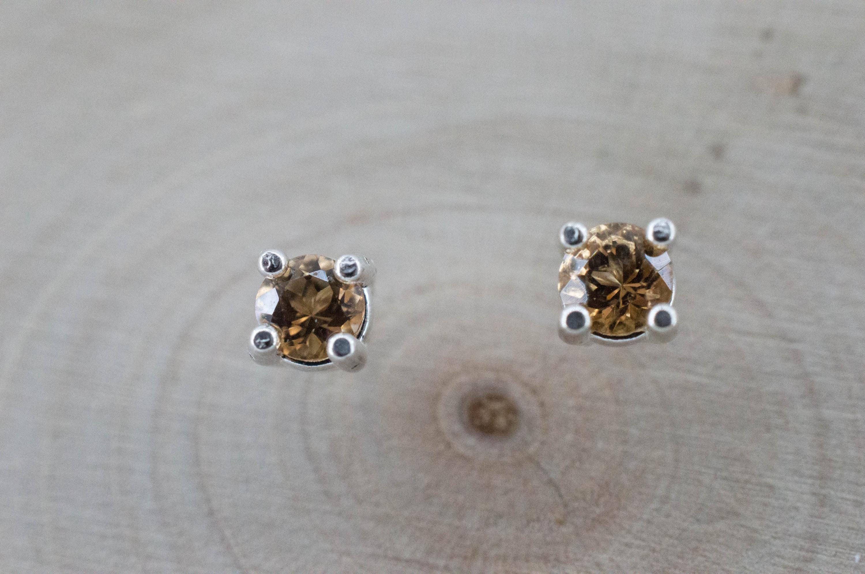 Imperial Topaz Earrings; Natural Untreated Brazil Topaz; 0.495cts - Mark Oliver Gems