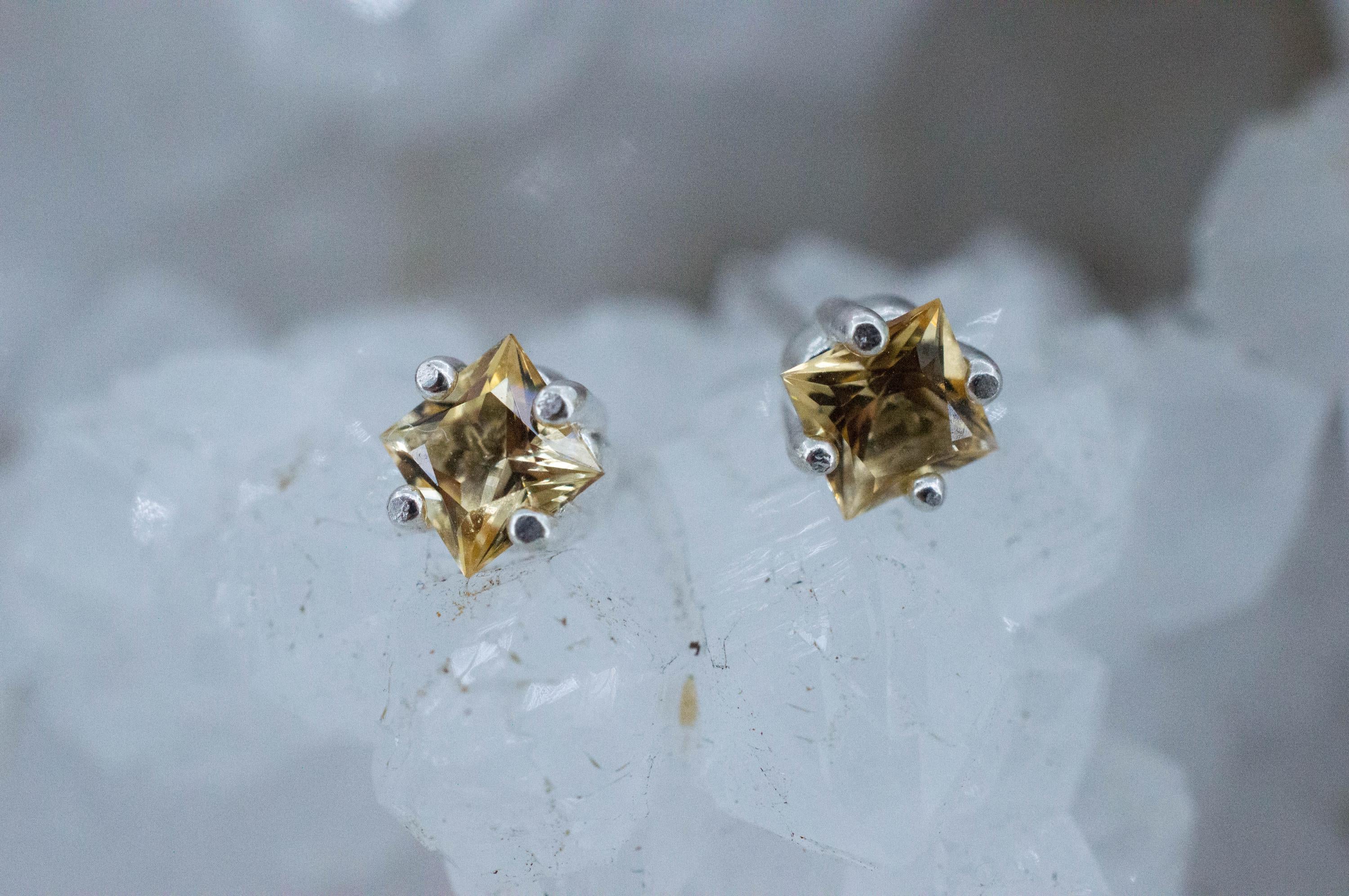 Imperial Topaz Earrings; Natural Untreated Brazil Topaz; 0.840cts - Mark Oliver Gems