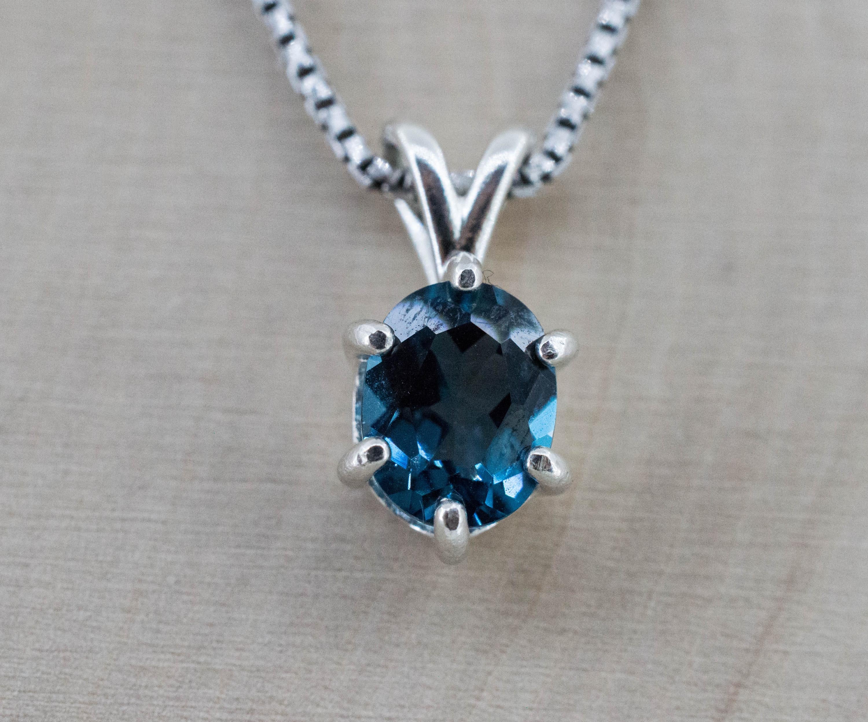 London Blue Topaz Pendant; Natural Brazil Topaz; 2.025cts - Mark Oliver Gems