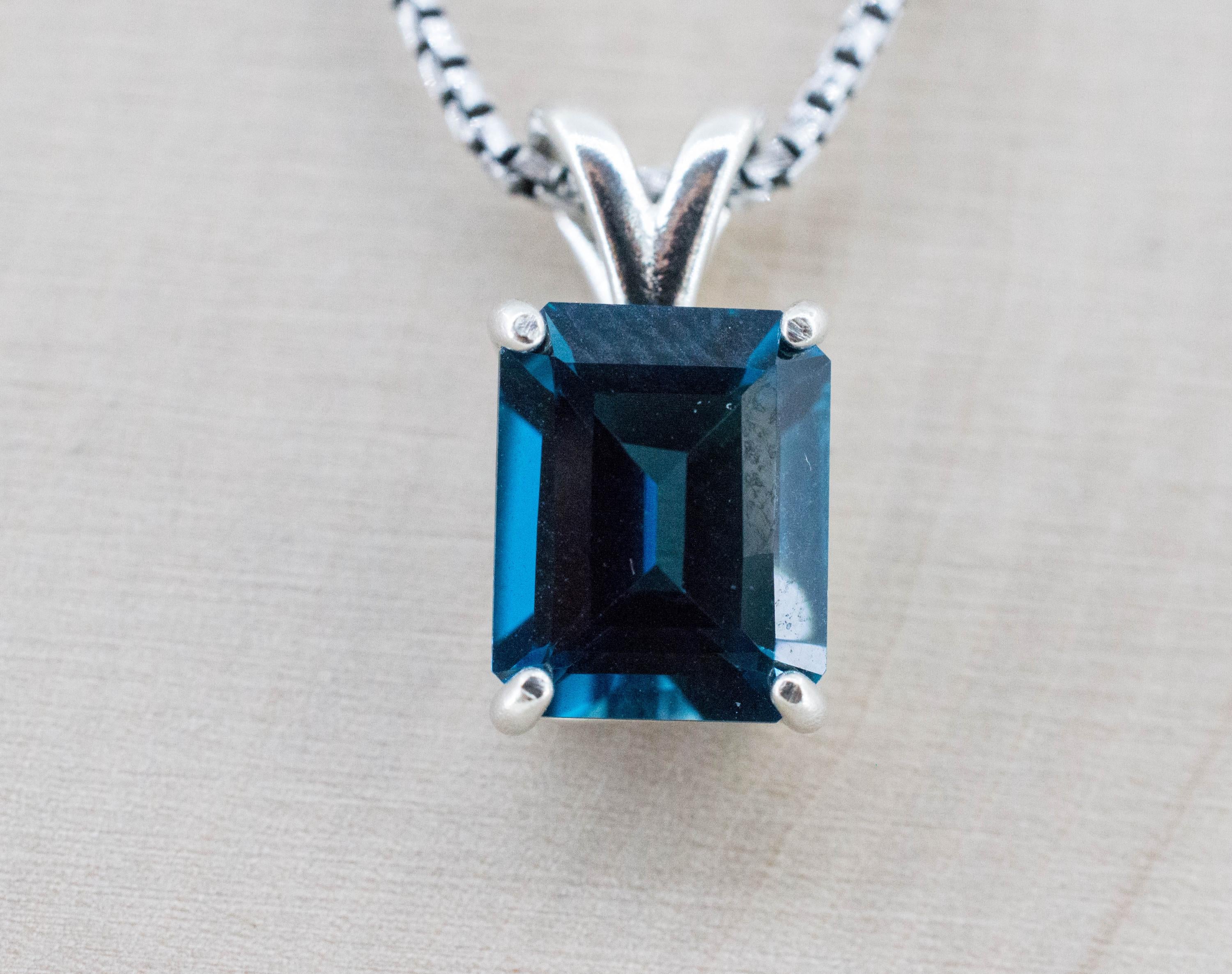 London Blue Topaz Pendant; Natural Brazil Topaz; 3.325cts - Mark Oliver Gems
