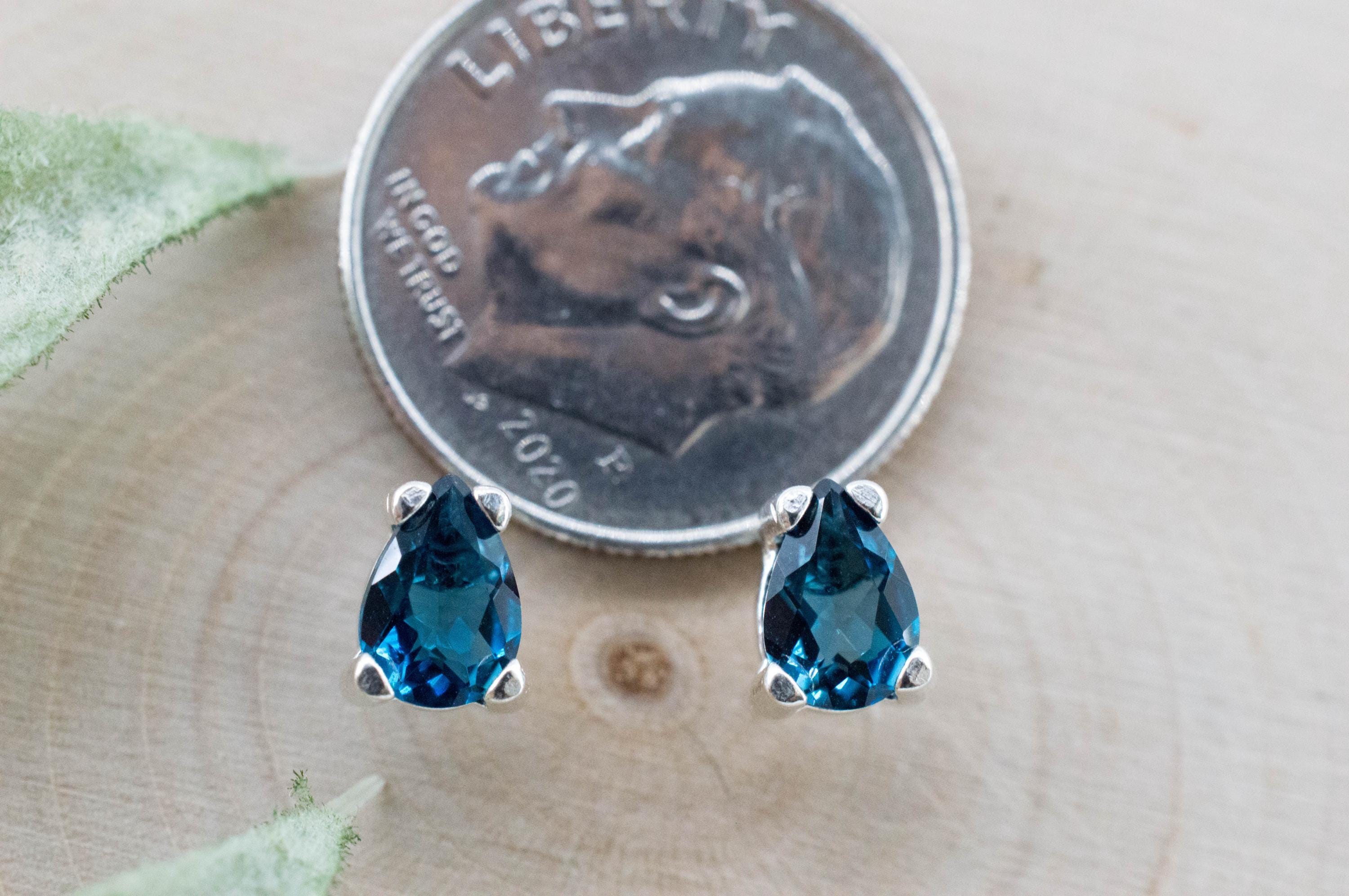 London Blue Topaz Earrings; Genuine Brazilian Topaz; 0.925cts - Mark Oliver Gems