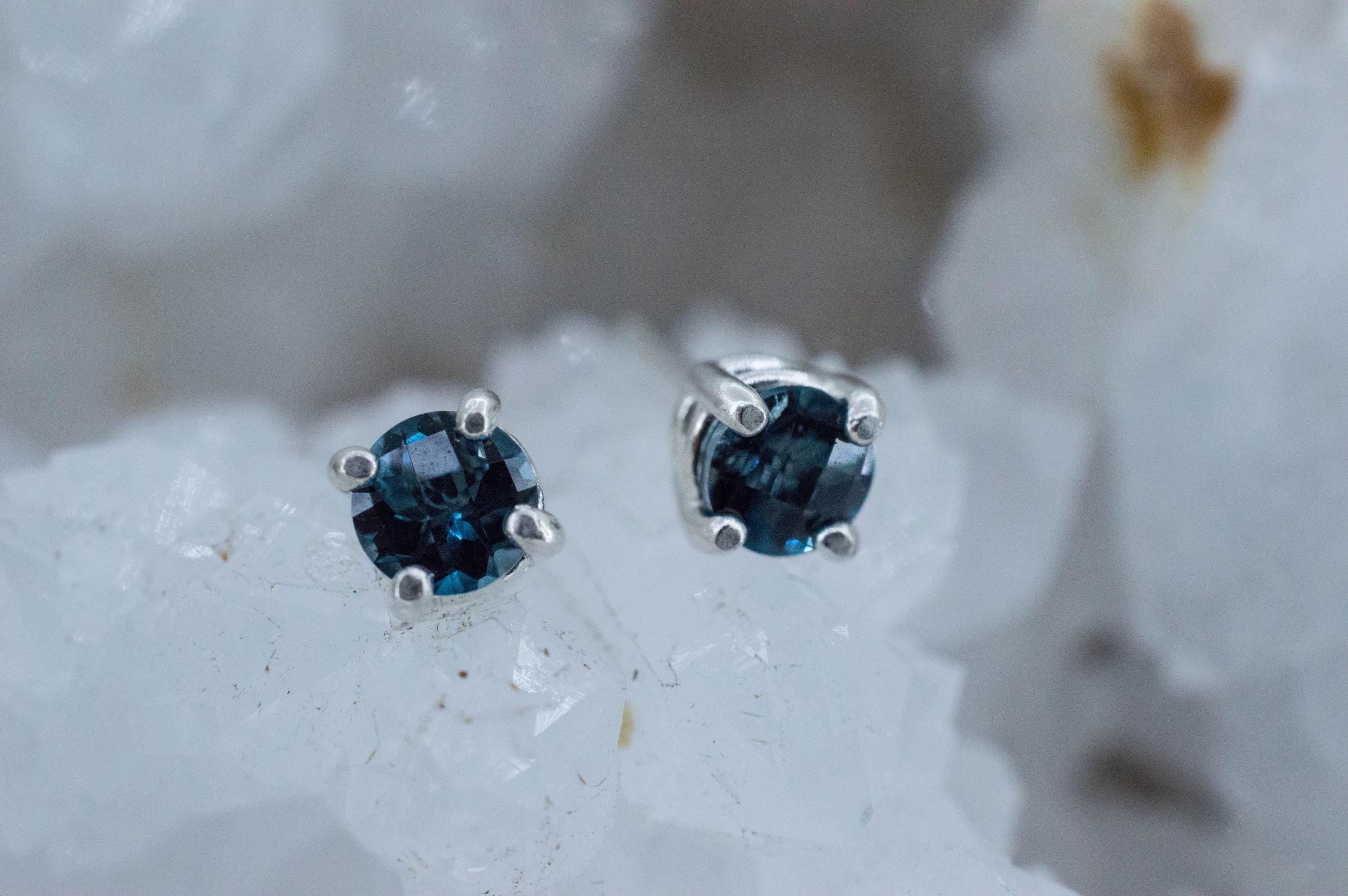 London Blue Topaz Earrings; Genuine Brazilian Topaz; 0.975cts - Mark Oliver Gems