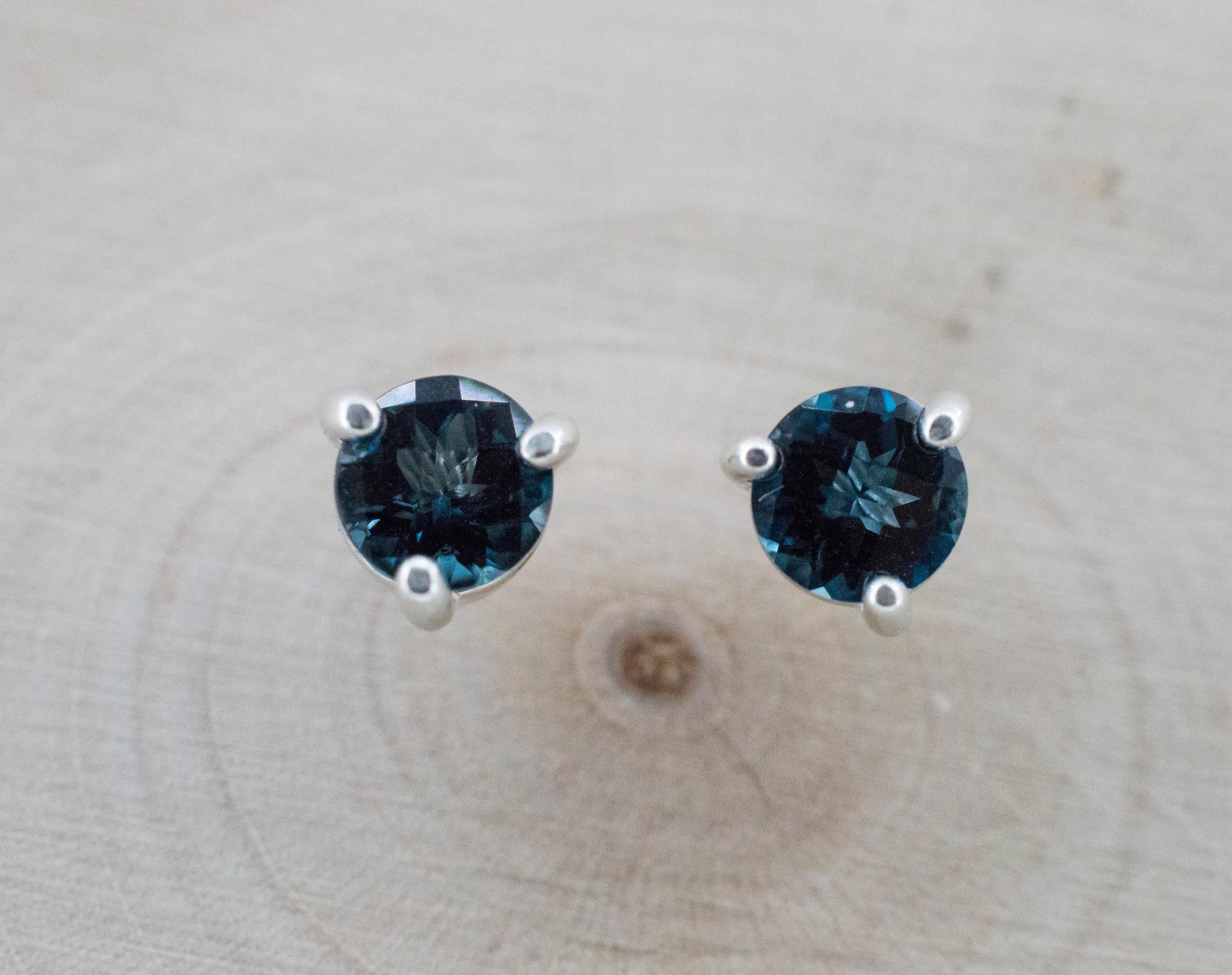 London Blue Topaz Earrings; Genuine Brazilian Topaz; 0.990cts - Mark Oliver Gems