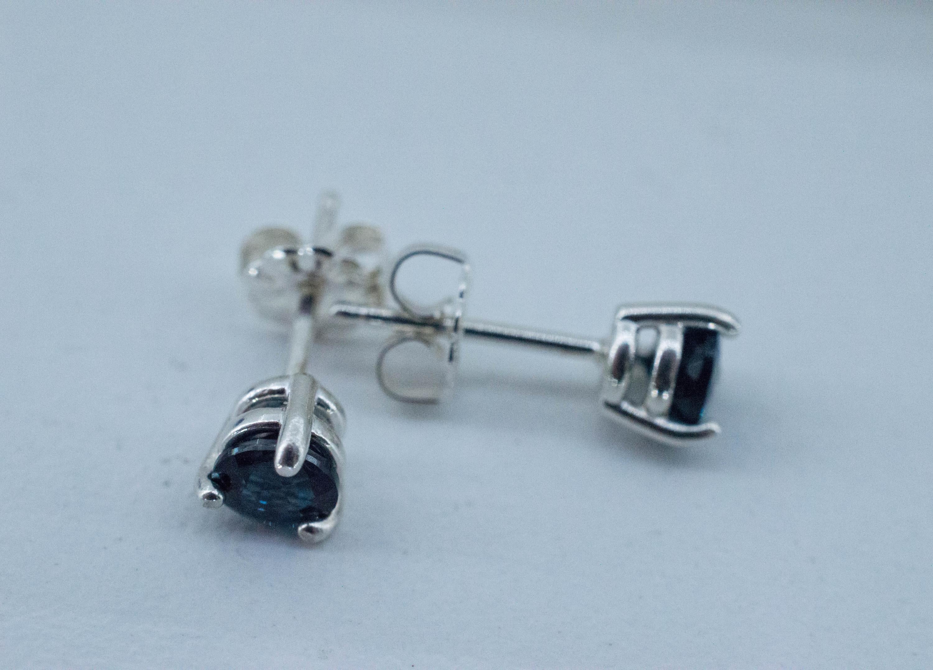 London Blue Topaz Earrings; Genuine Brazilian Topaz; 0.990cts - Mark Oliver Gems