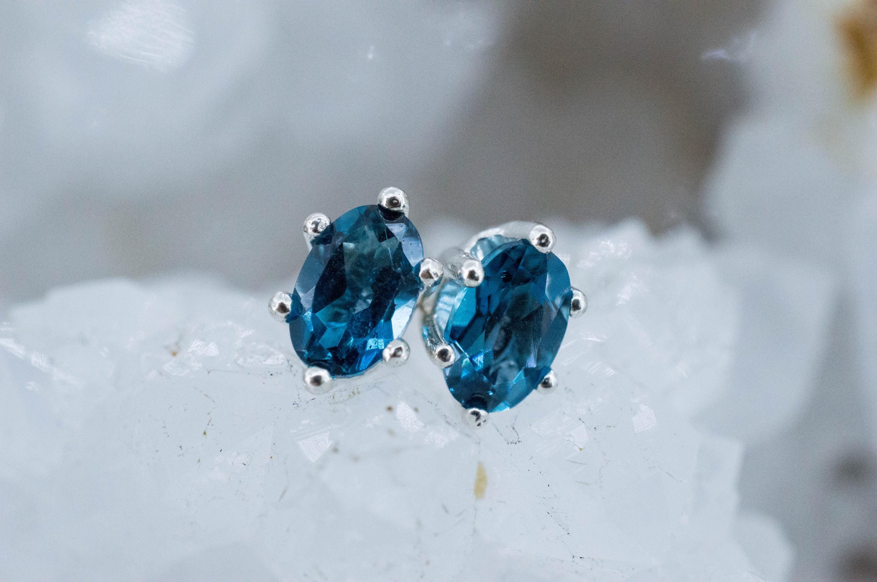London Blue Topaz Earrings; Genuine Brazilian Topaz; 1.150cts - Mark Oliver Gems