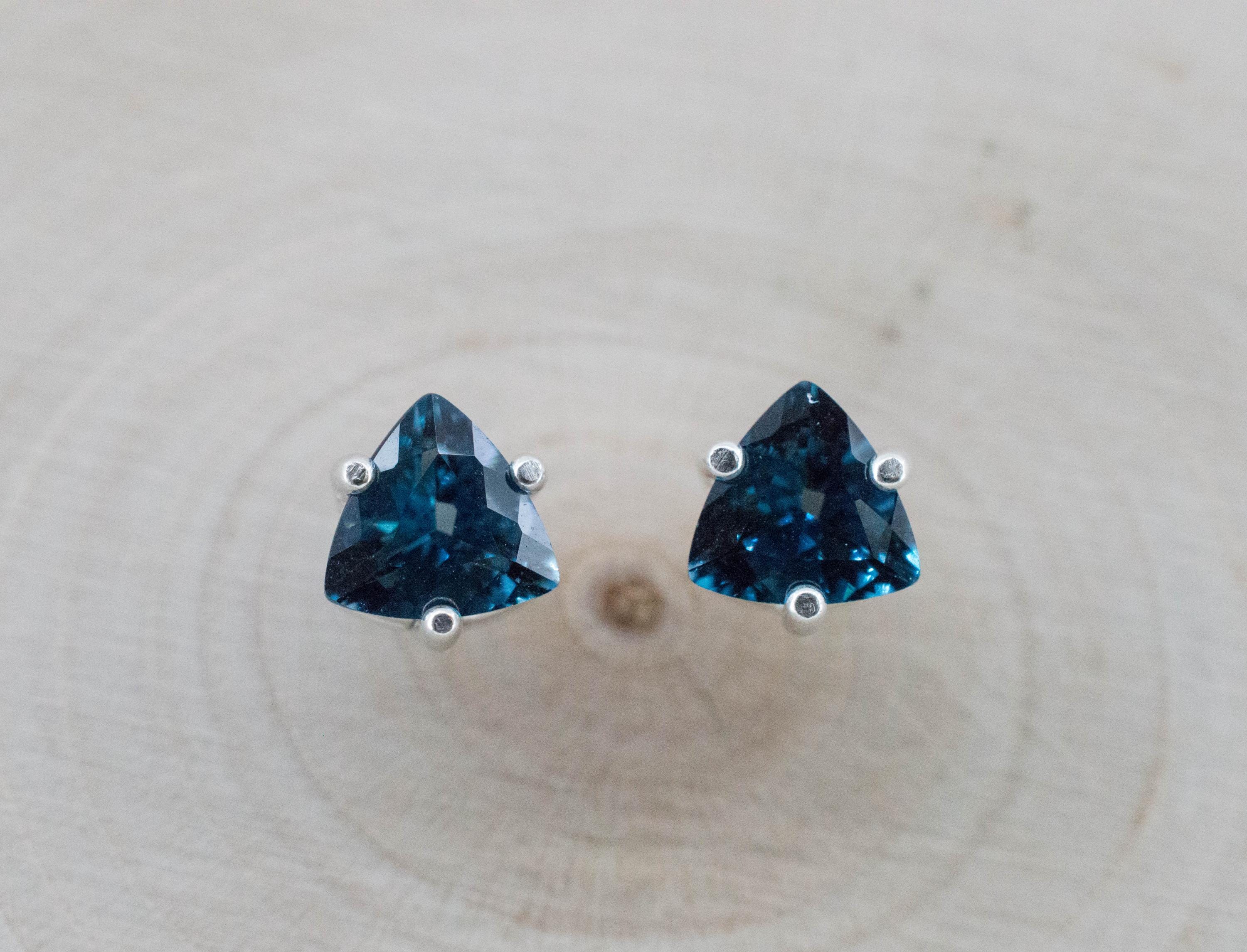 London Blue Topaz Earrings; Genuine Brazilian Topaz; 1.630cts - Mark Oliver Gems