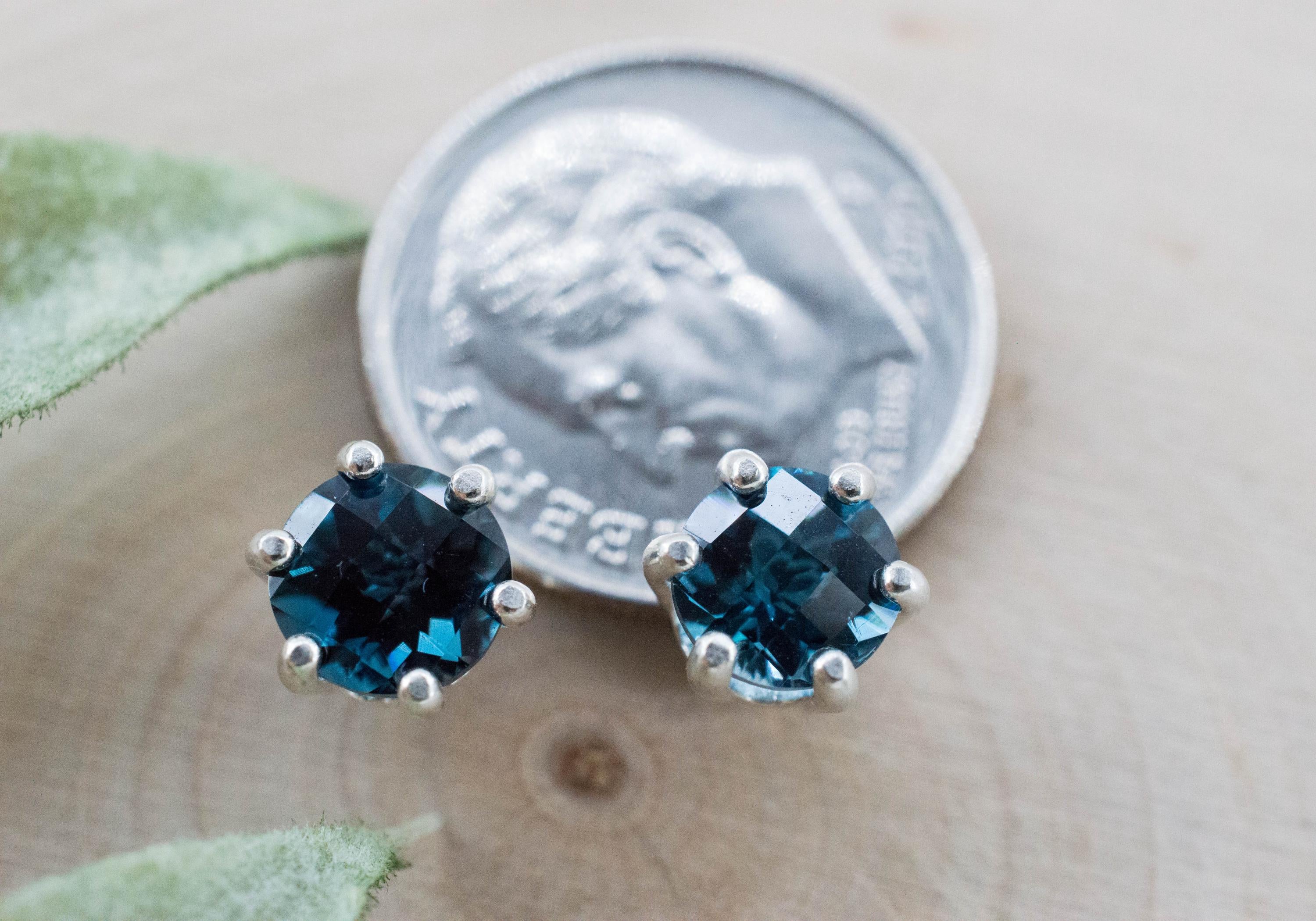 London Blue Topaz Earrings; Genuine Brazilian Topaz; 1.910cts - Mark Oliver Gems