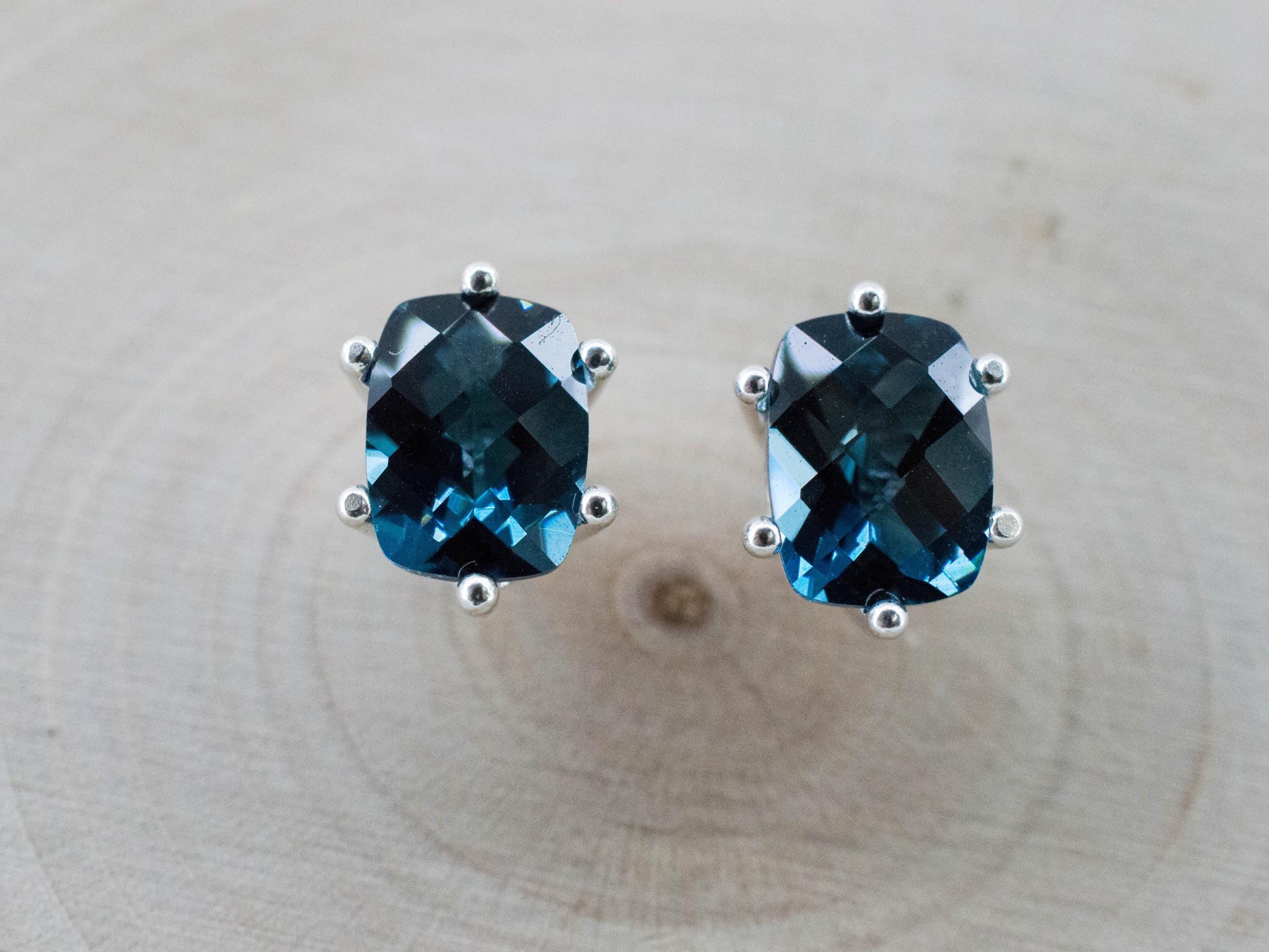London Blue Topaz Earrings; Genuine Brazilian Topaz; 3.310cts - Mark Oliver Gems