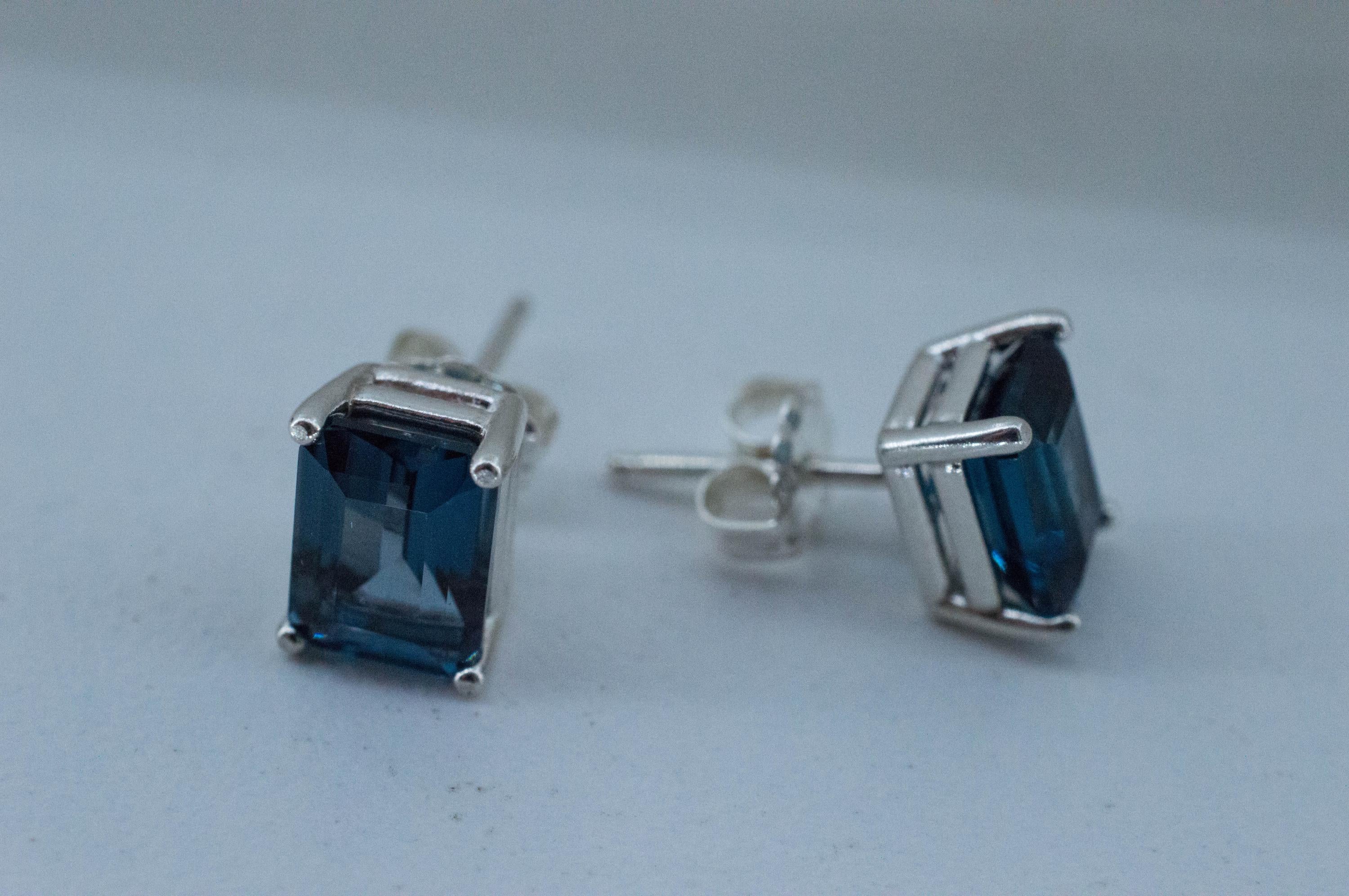 London Blue Topaz Earrings; Genuine Brazilian Topaz; 3.785cts - Mark Oliver Gems
