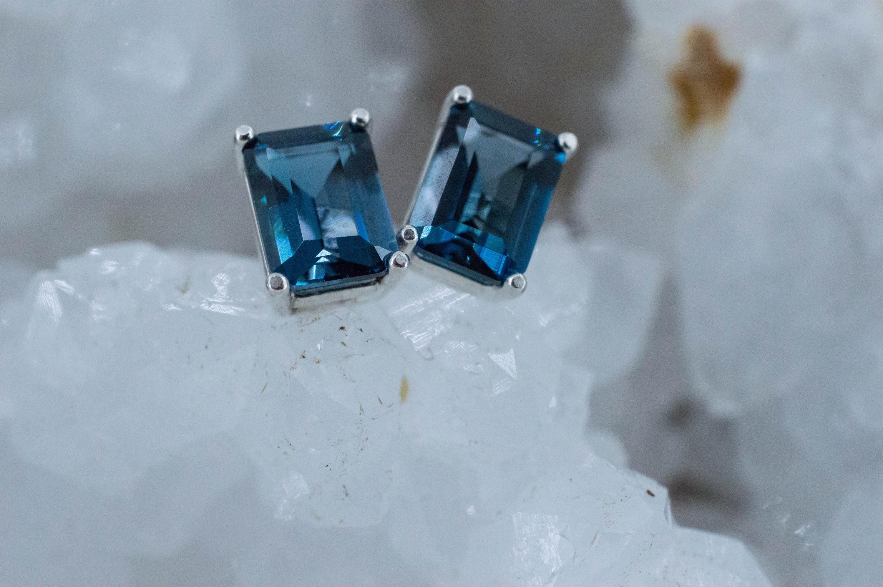 London Blue Topaz Earrings; Genuine Brazilian Topaz; 3.785cts - Mark Oliver Gems