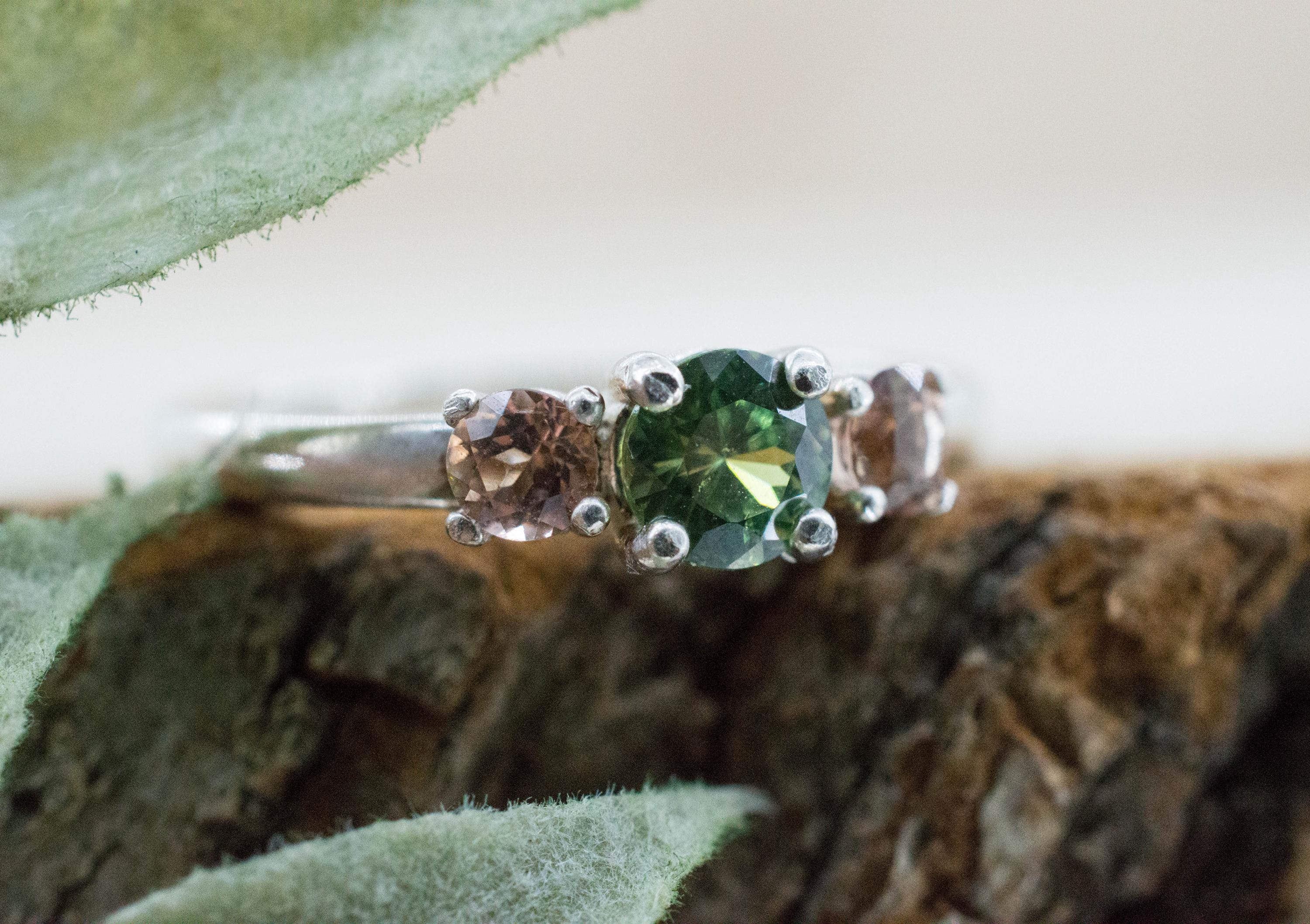Demantoid Garnet and Imperial Topaz Ring, Natural Untreated Namibia Demantoid and Brazil Topaz - Mark Oliver Gems