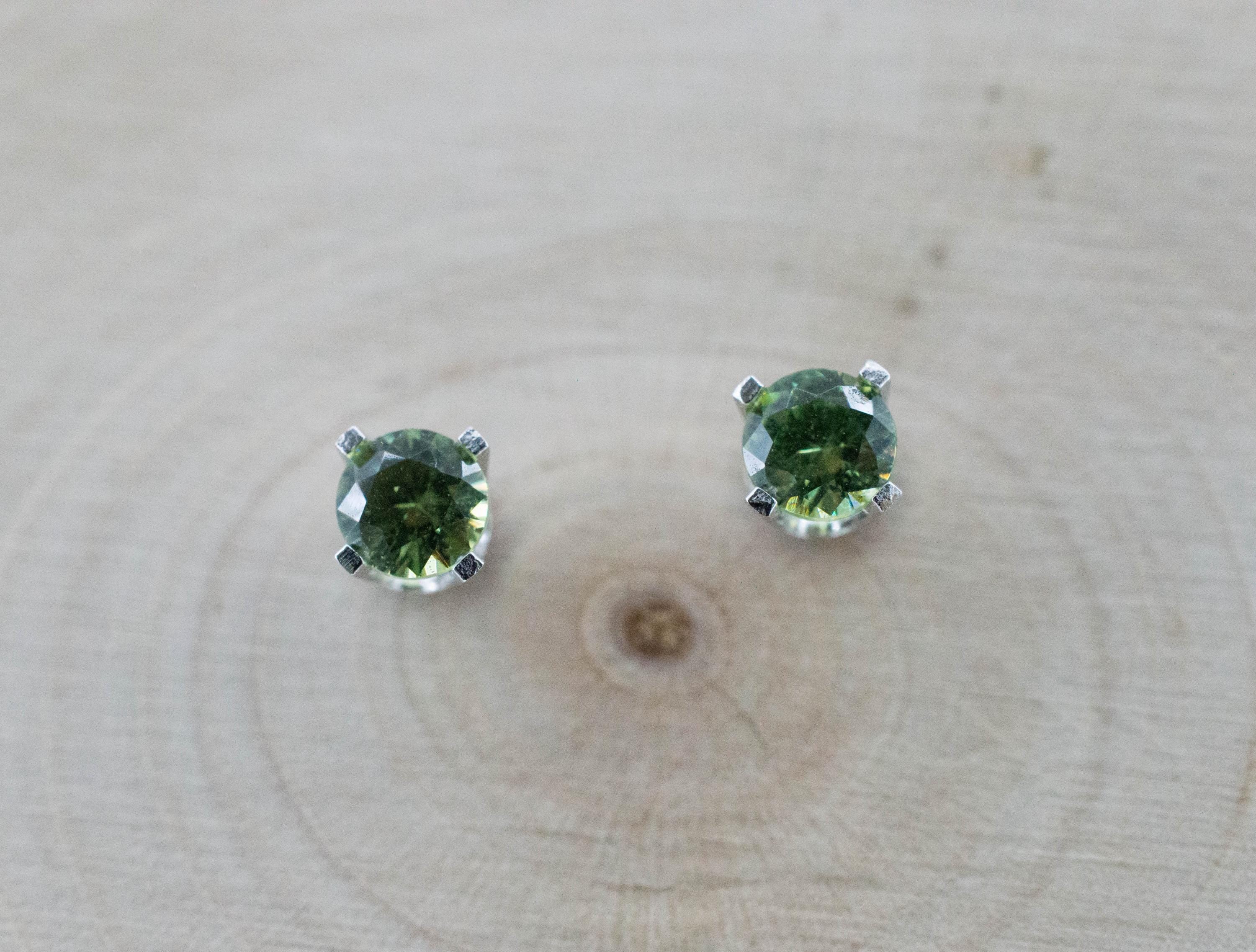 Demantoid Garnet Earrings; Natural Untreated Madagascar Demantoid; 0.505cts - Mark Oliver Gems