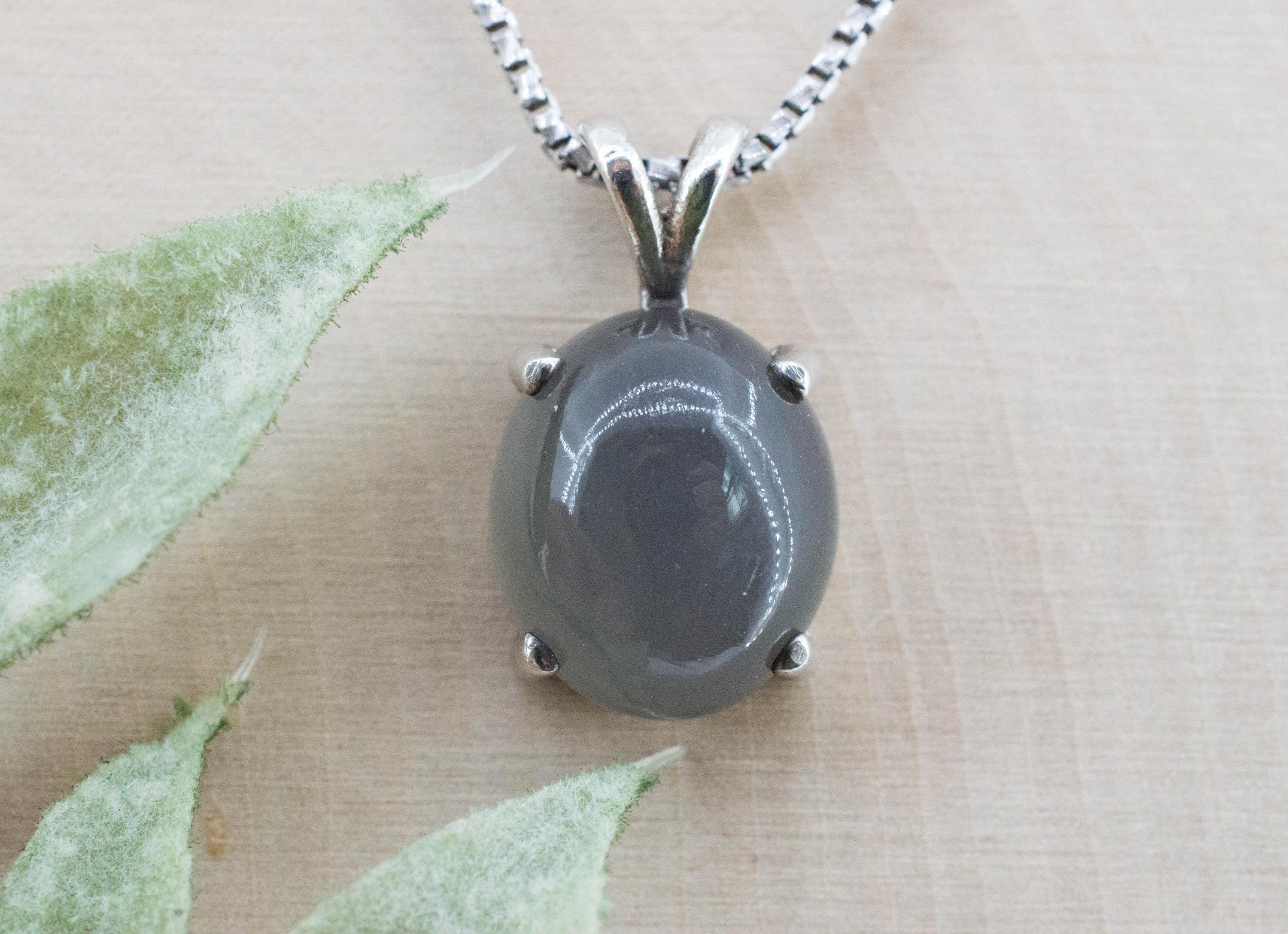 Gray Moonstone Pendant; Natural Untreated India Moonstone; 7.050cts - Mark Oliver Gems