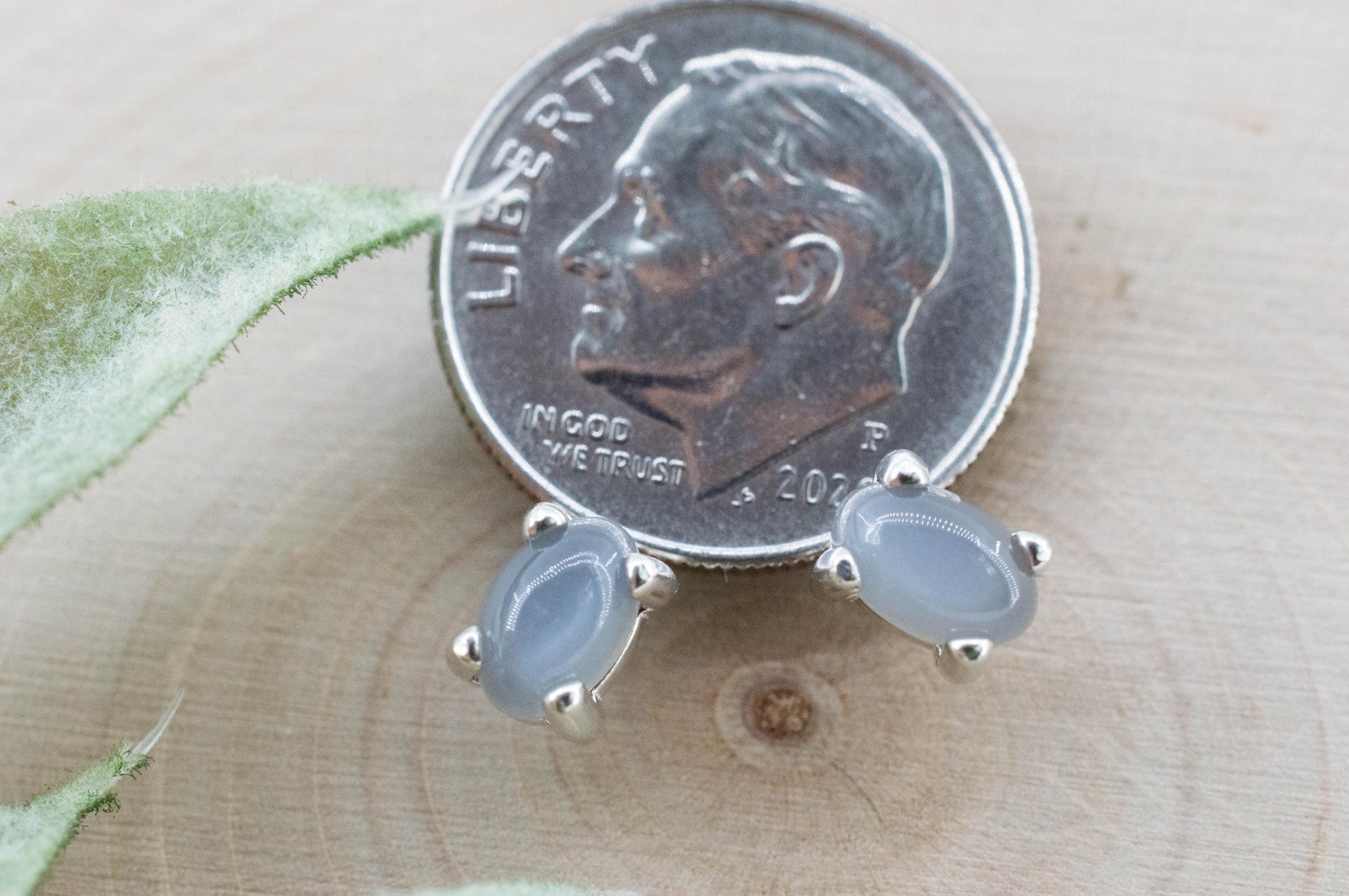 Gray Moonstone Earrings; Natural Untreated India Moonstone; 0.965cts - Mark Oliver Gems