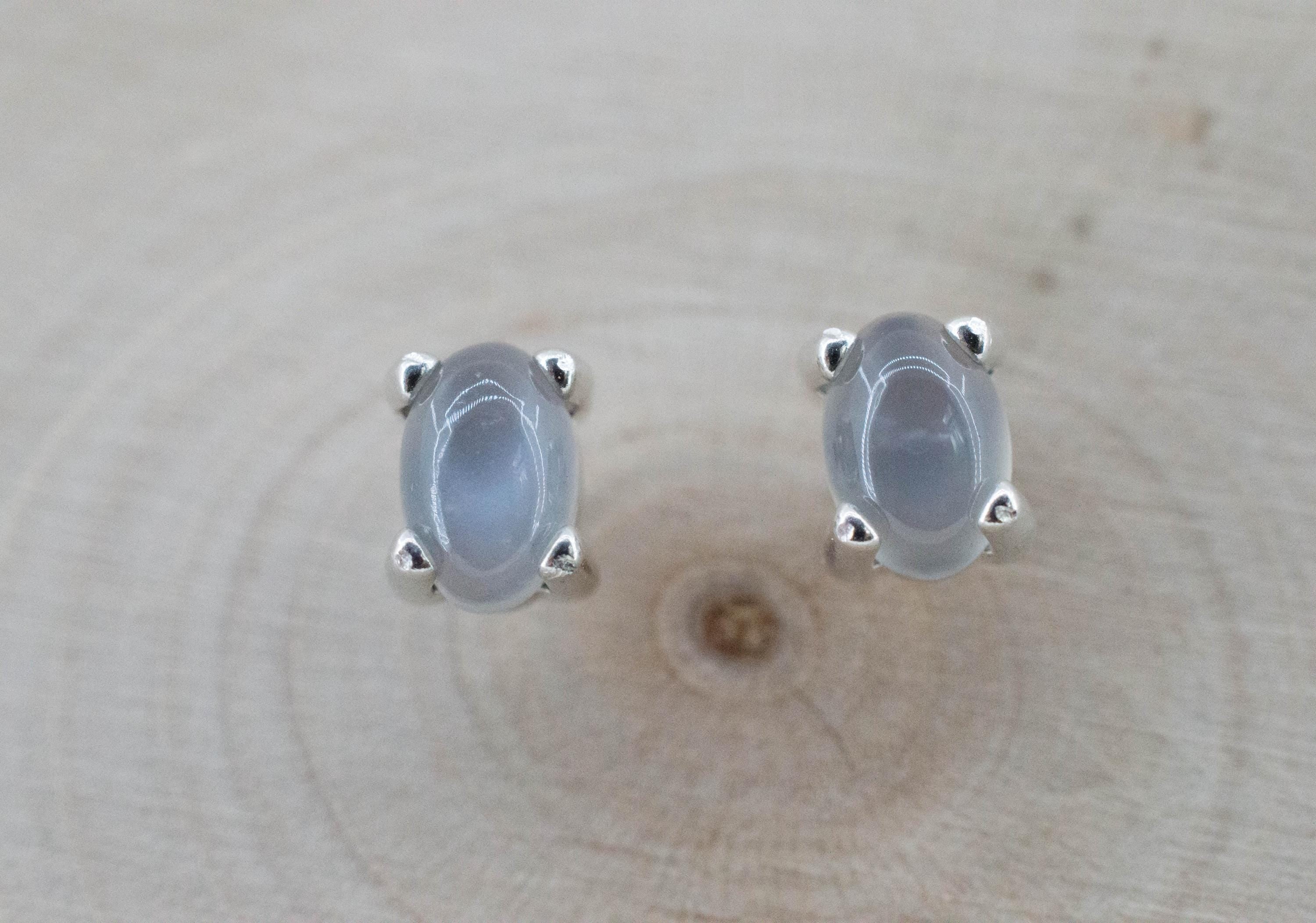 Gray Moonstone Earrings; Natural Untreated India Moonstone; 1.005cts - Mark Oliver Gems