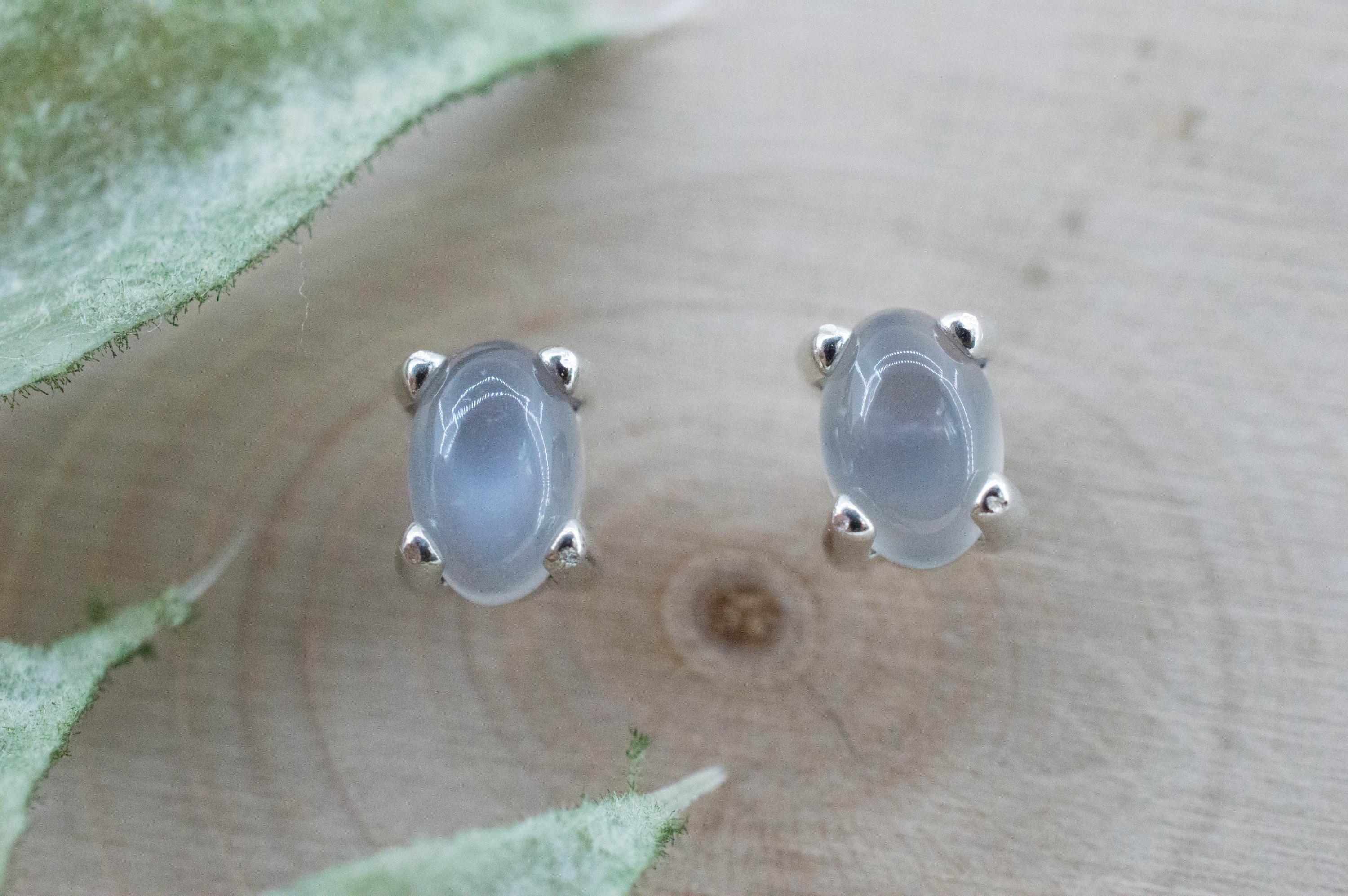 Gray Moonstone Earrings; Natural Untreated India Moonstone; 1.005cts - Mark Oliver Gems