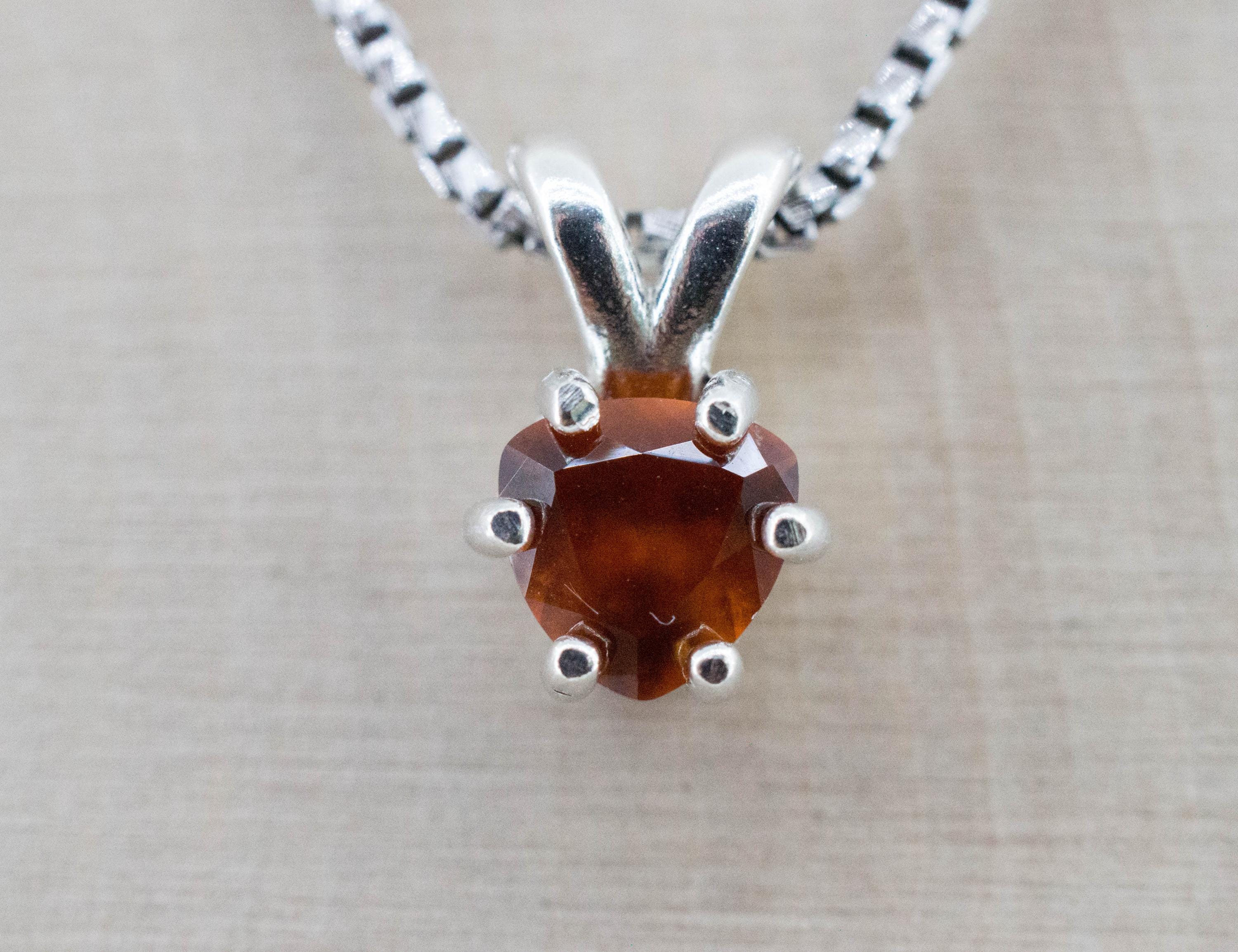 Hessonite Garnet Pendant; Natural Untreated South Africa Garnet; 0.815cts - Mark Oliver Gems