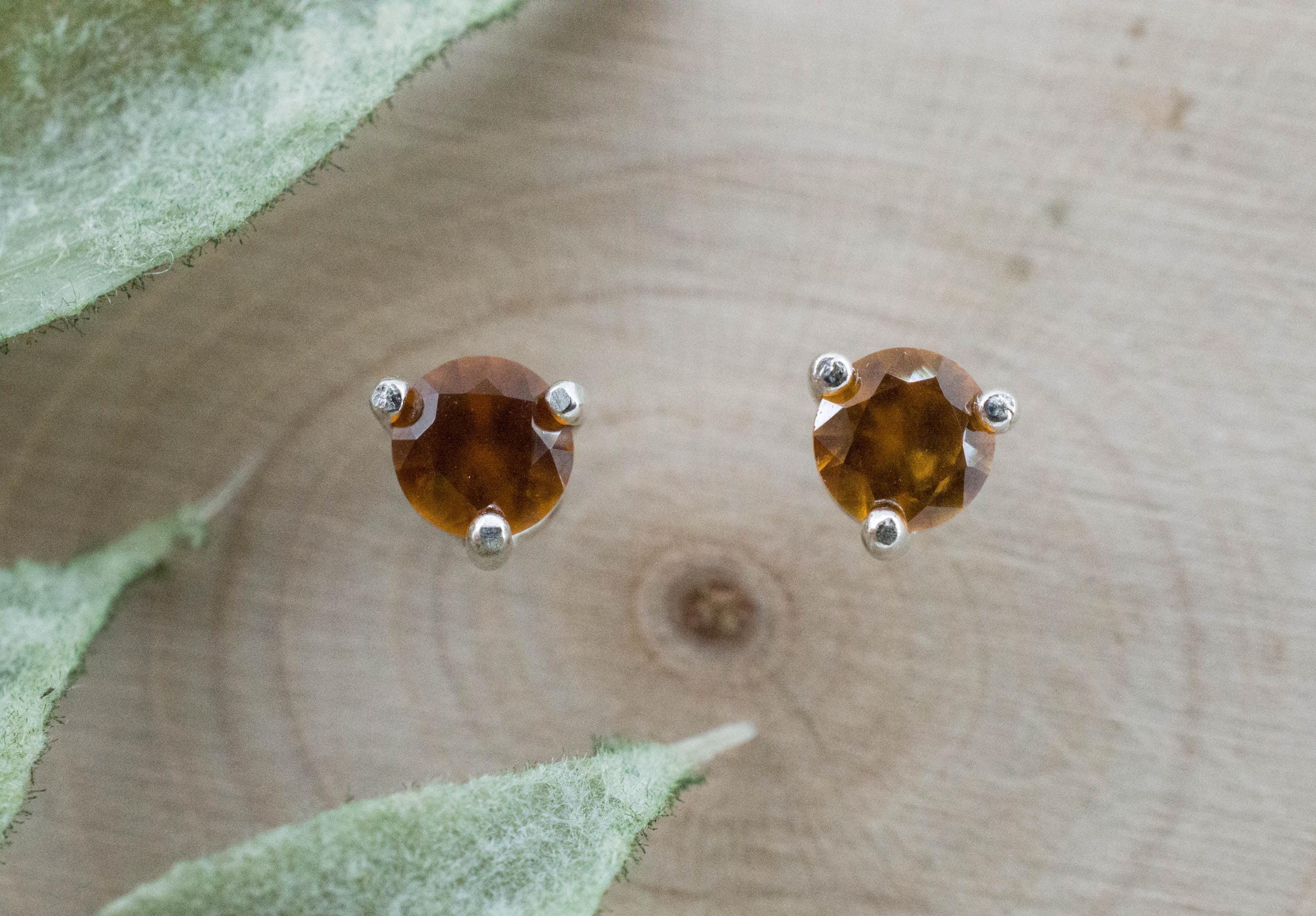 Hessonite Garnet Earrings; Natural Untreated South Africa Garnet; 0.565cts - Mark Oliver Gems