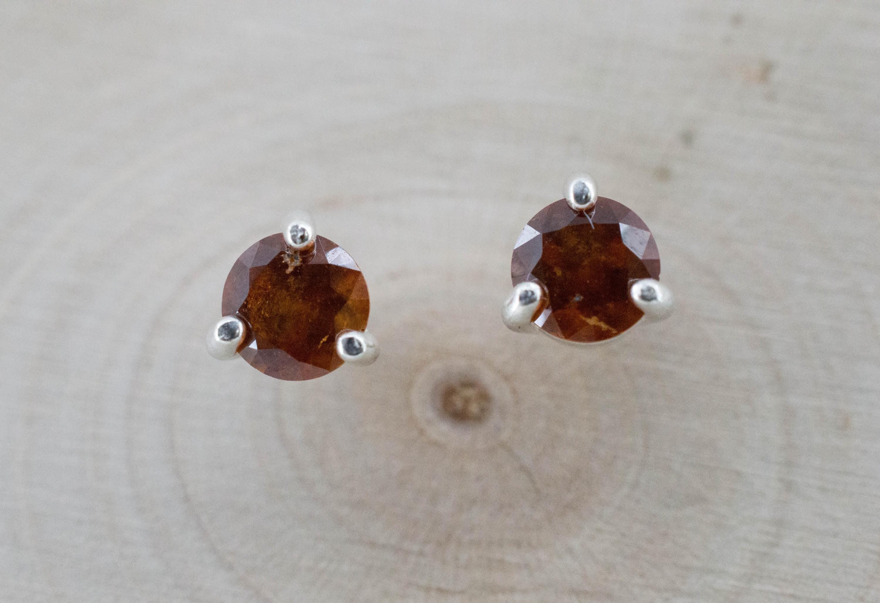 Hessonite Garnet Earrings; Natural Untreated South Africa Garnet; 0.990cts - Mark Oliver Gems