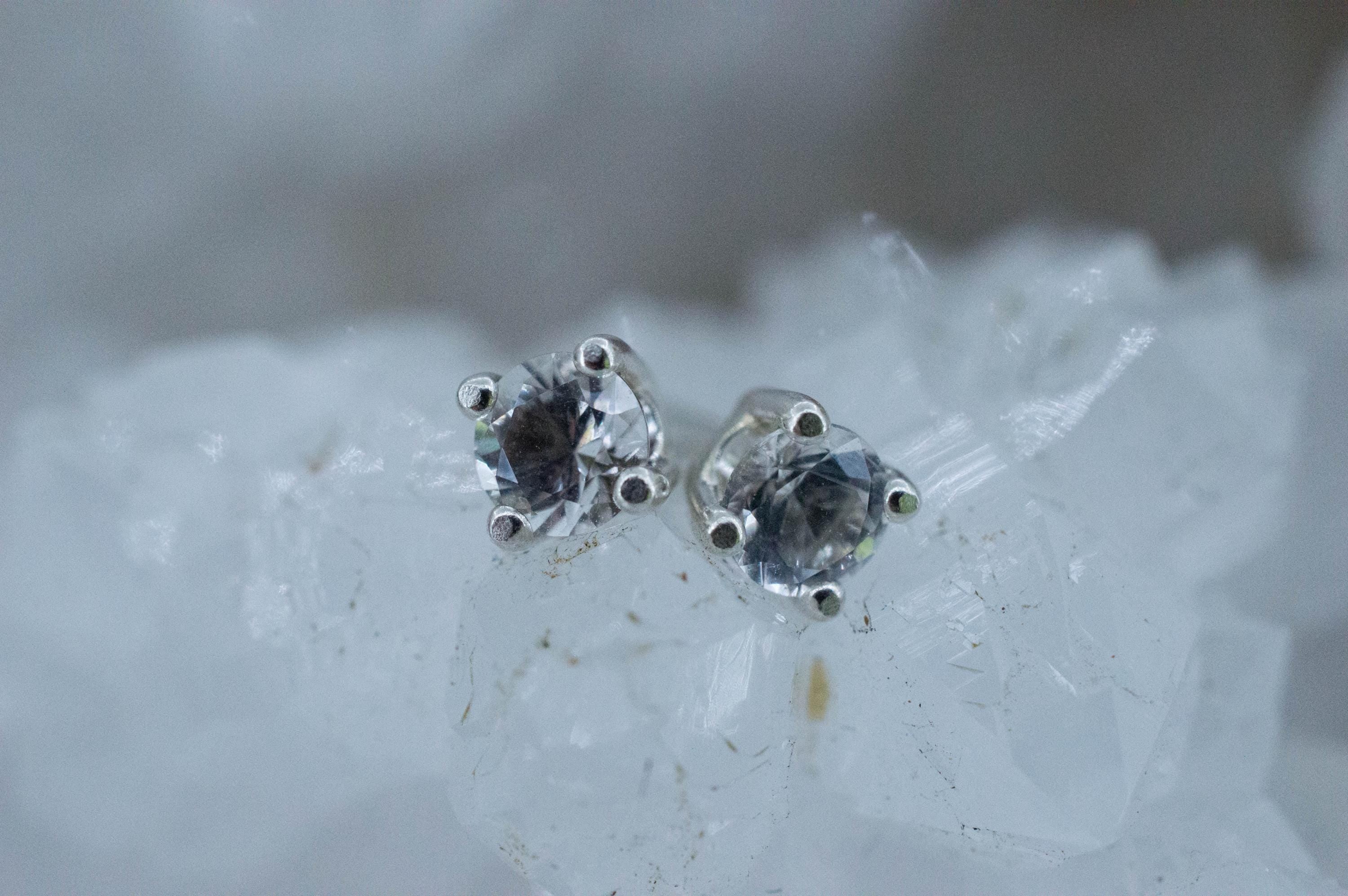 Herkimer Diamond Earrings, Natural Untreated New York Quartz; 0.320cts - Mark Oliver Gems