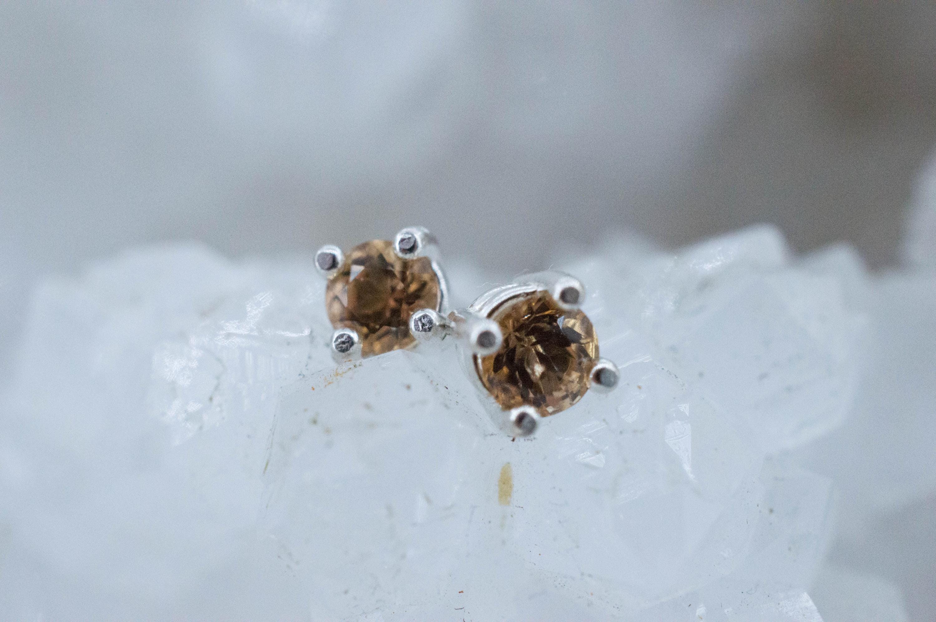 Imperial Topaz Earrings; Natural Untreated Brazil Topaz; 0.495cts - Mark Oliver Gems