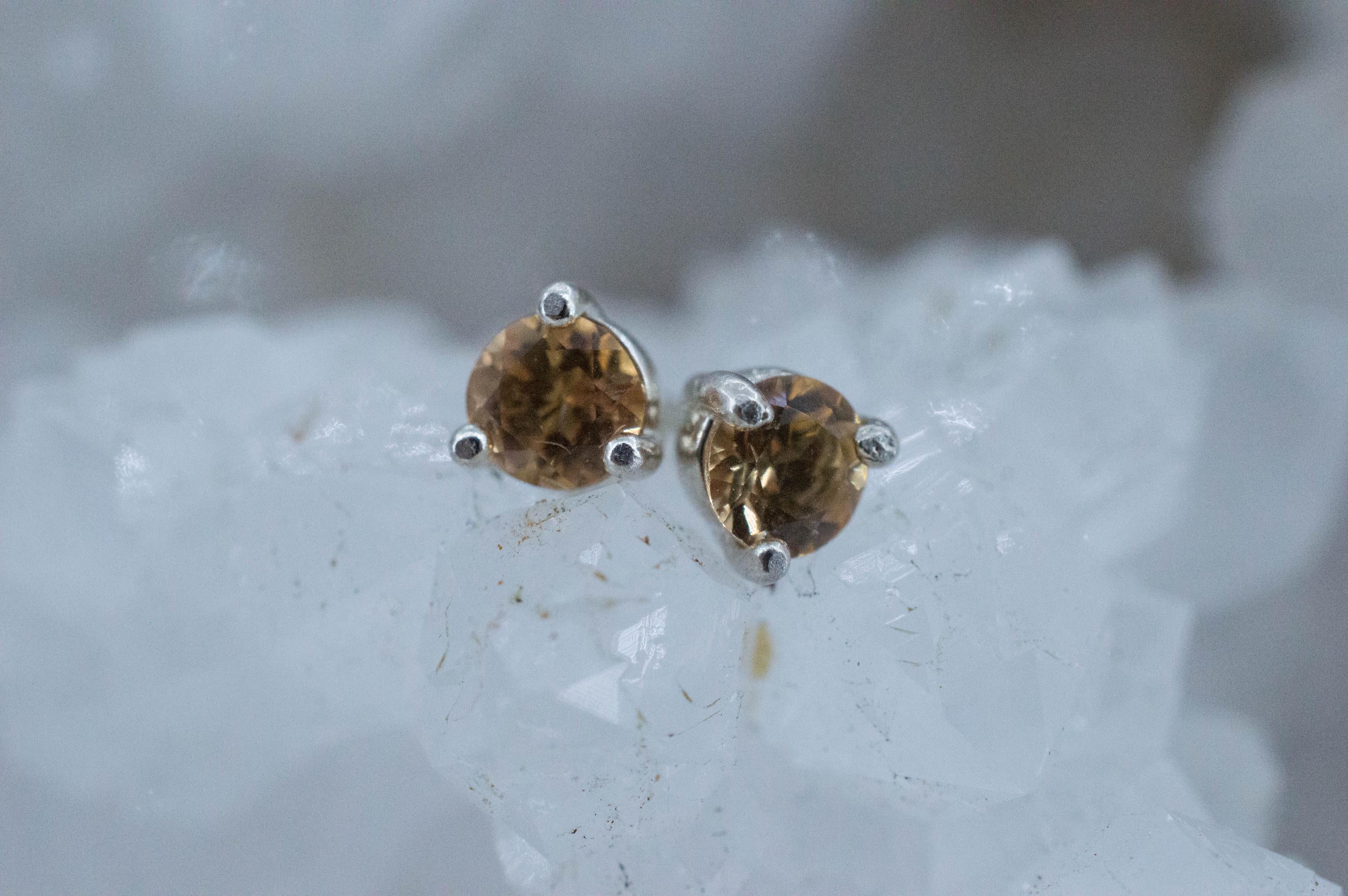 Imperial Topaz Earrings; Natural Untreated Brazil Topaz; 0.520cts - Mark Oliver Gems